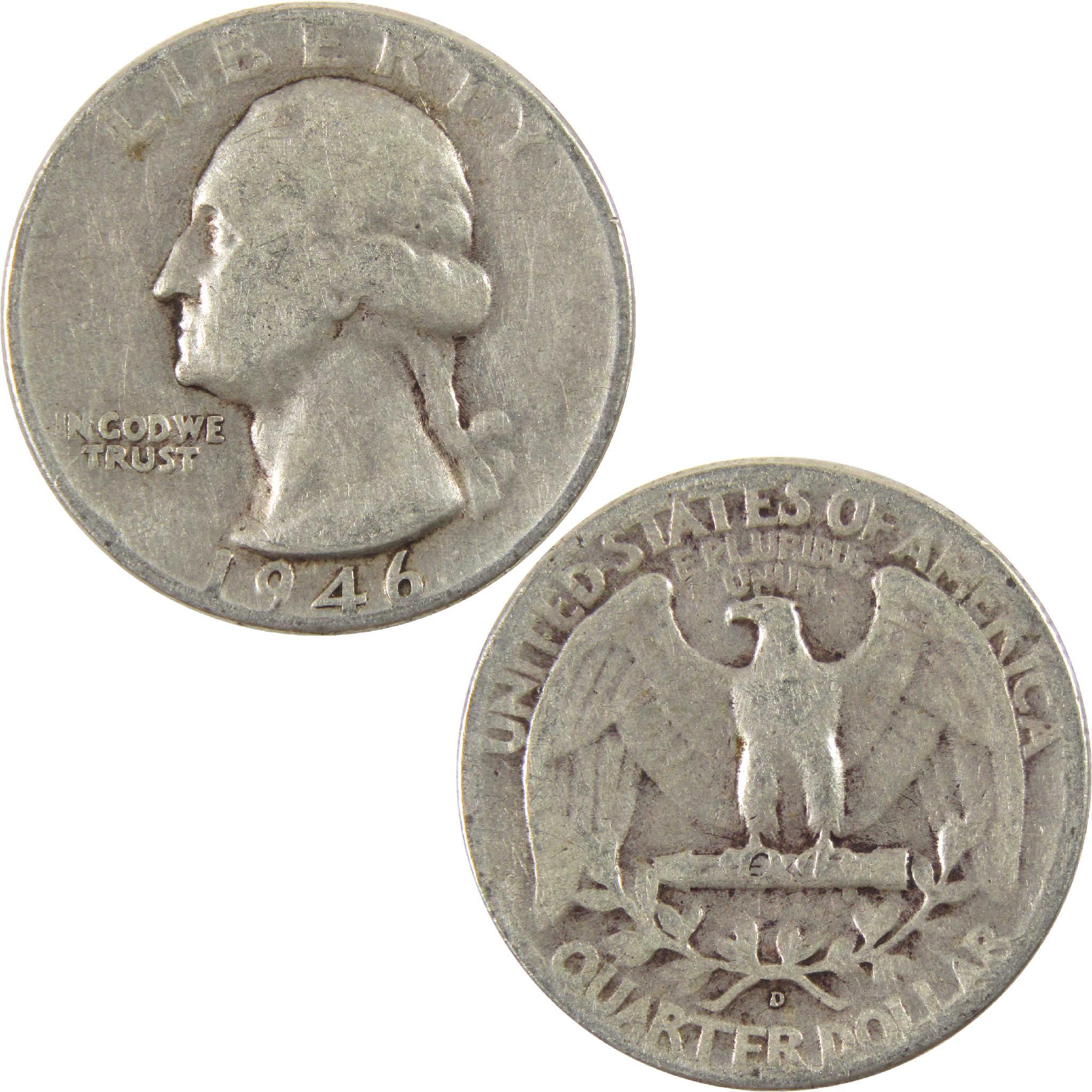 1946 D Washington Quarter G Good Silver 25c Coin