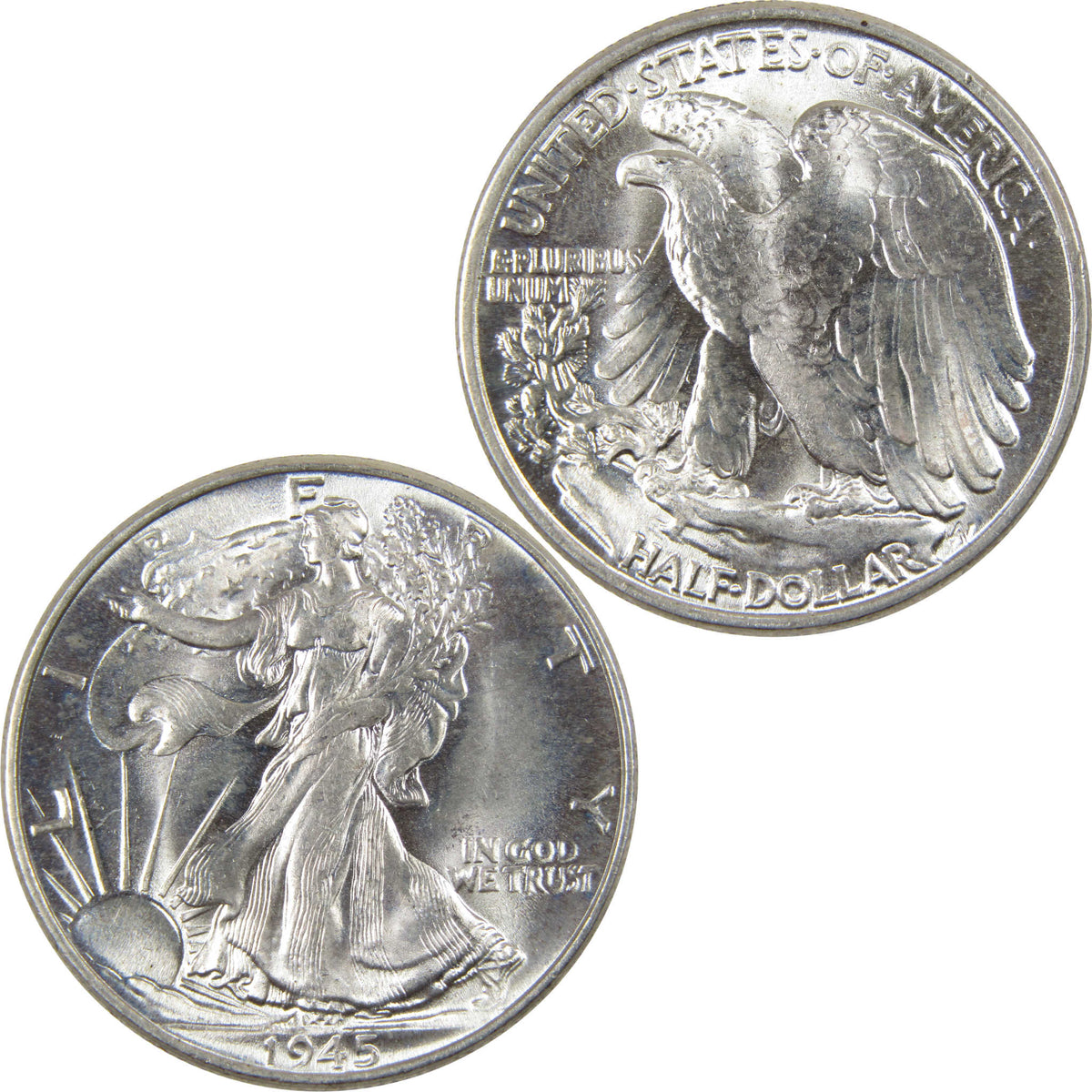 1945 Liberty Walking Silver 50c CH AU Choice About Uncirculated