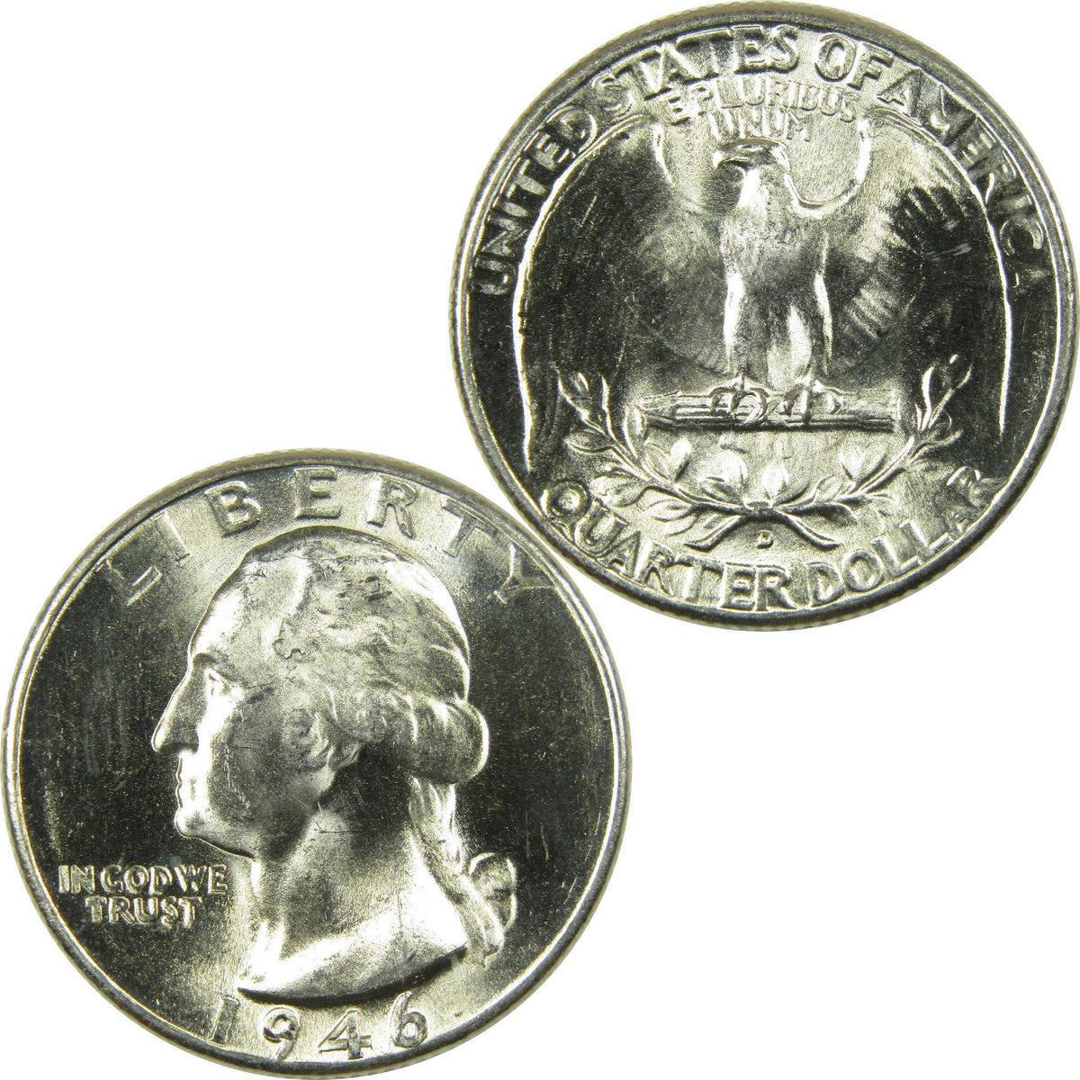1946 D Washington Silver Quarter Uncirculated Mint State 25c Coin