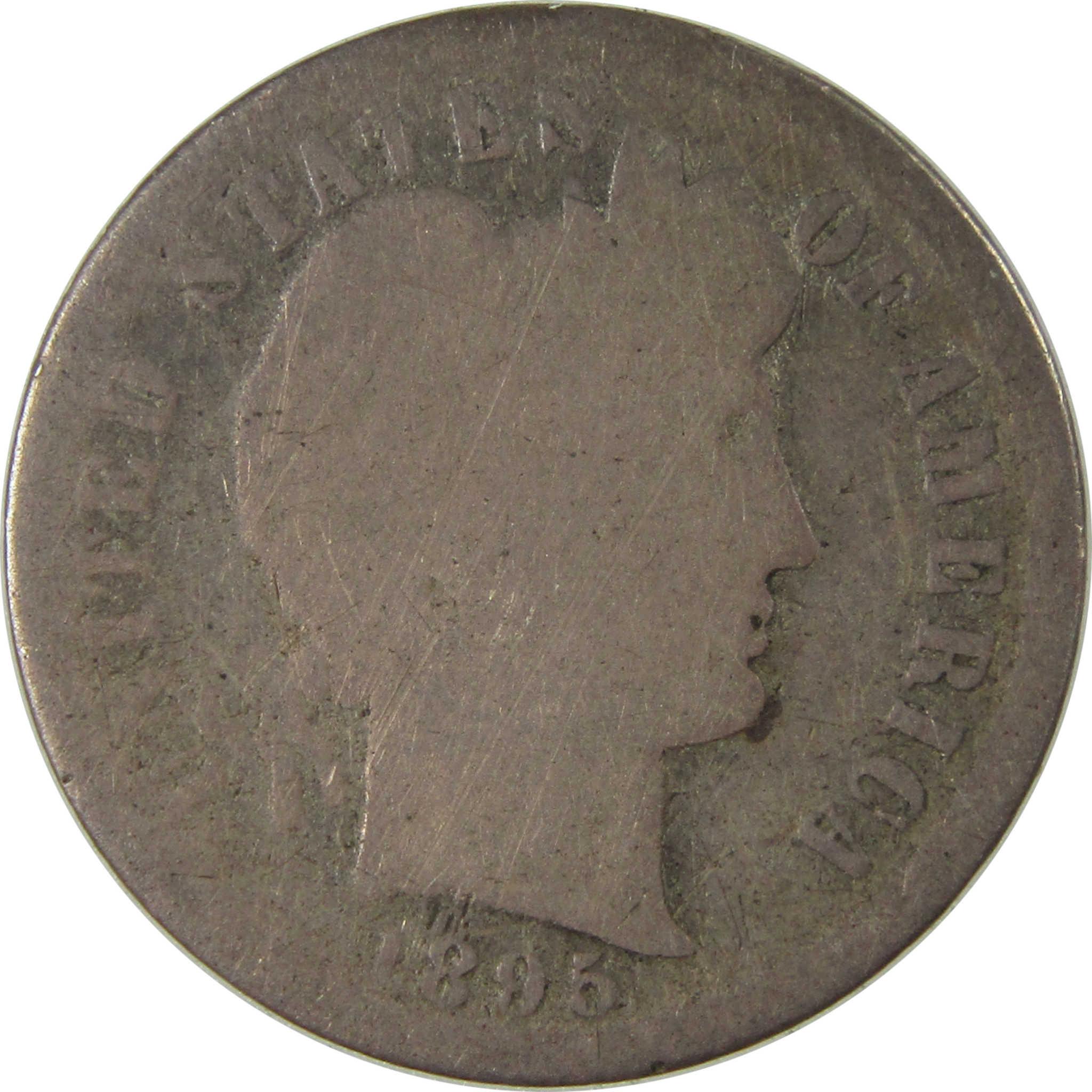 1895 Barber Silver Dime G Good Details 10c Coin Collectible SKU:I25396