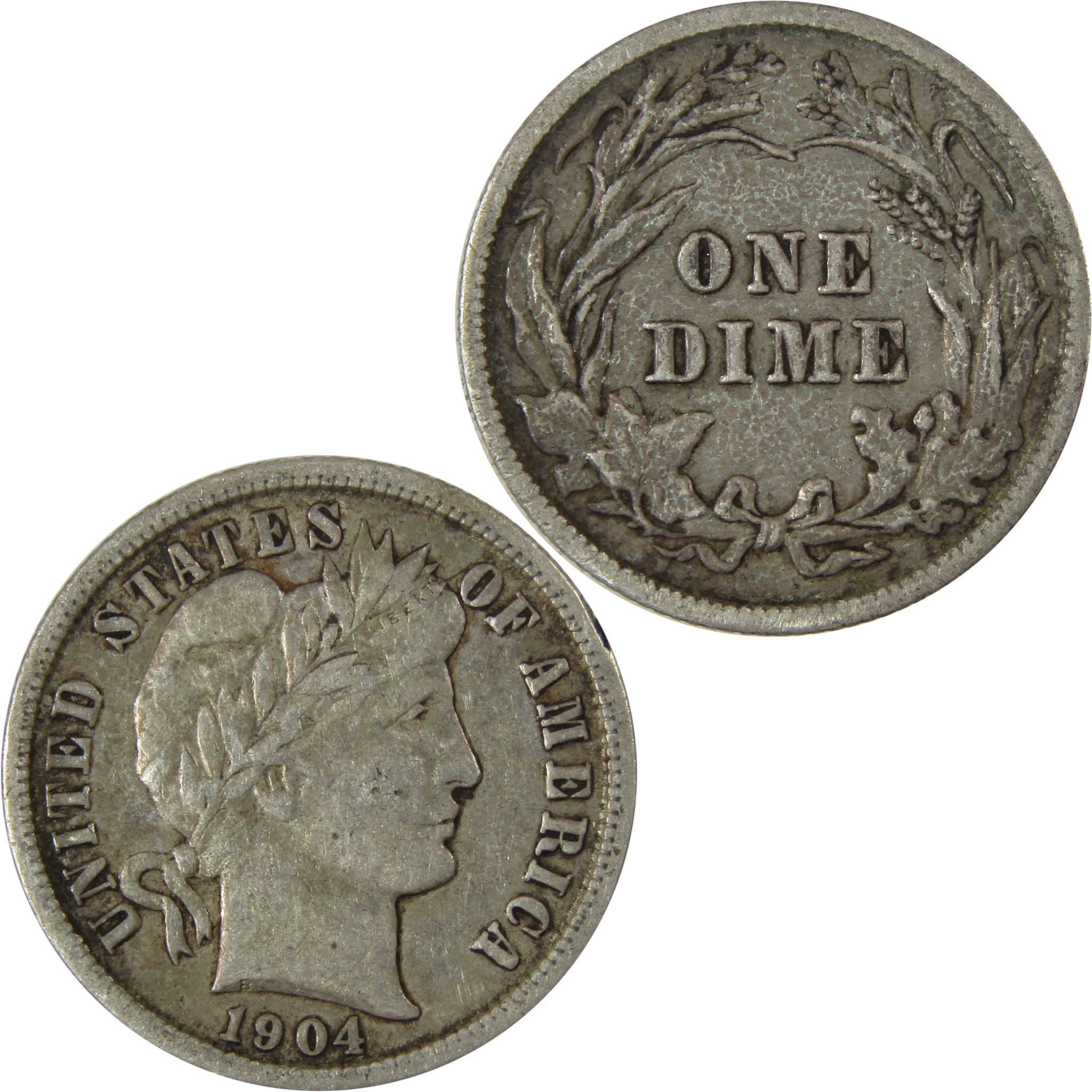 1904 Barber Silver Dime F Fine 10c Coin Collectible SKU:CP984