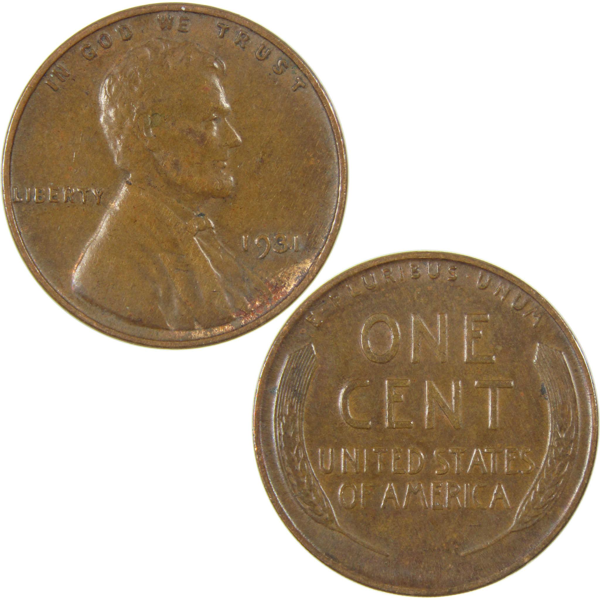 1931 Lincoln Wheat Cent VF Very Fine Penny 1c Coin SKU:I27299