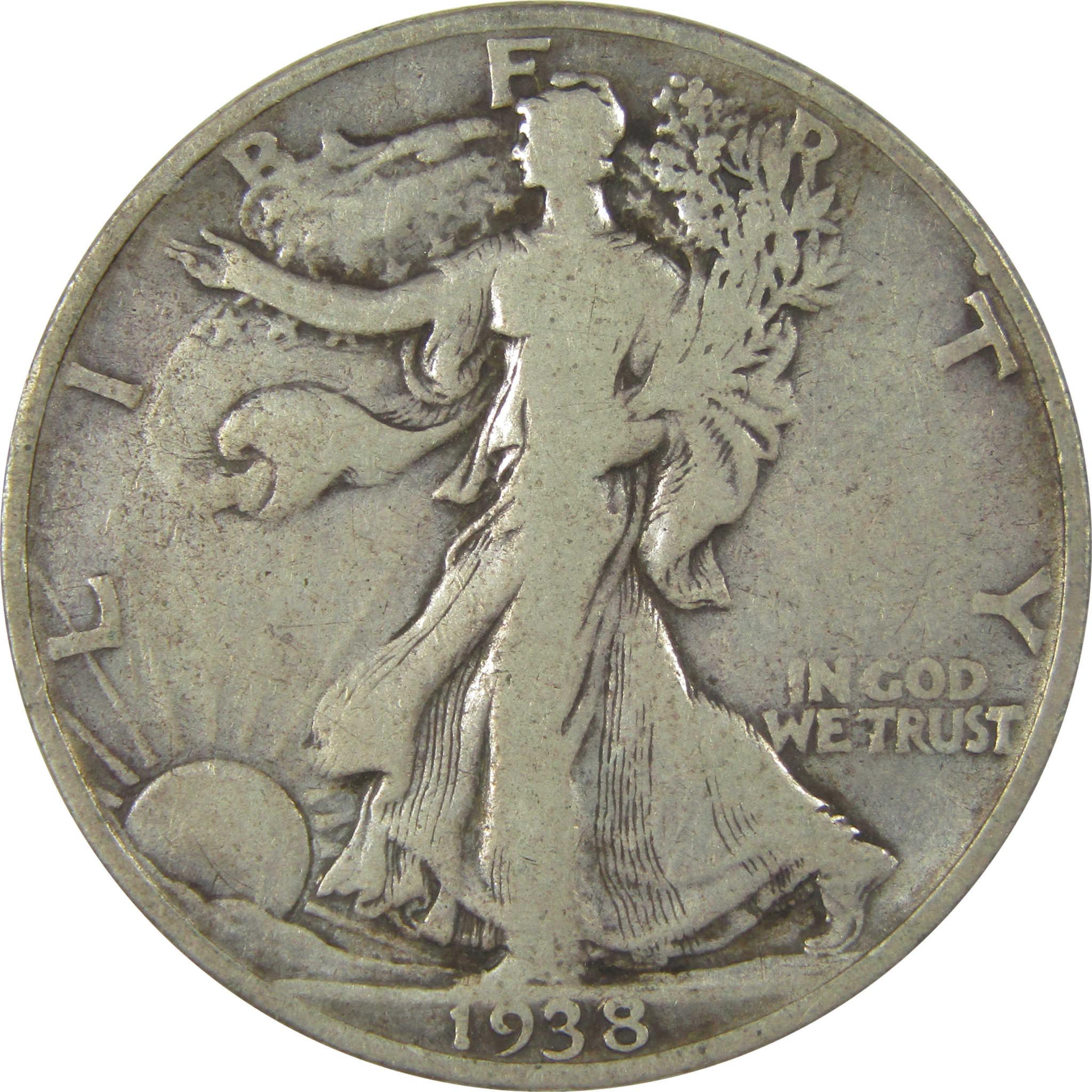 1938 D Liberty Walking Silver Half Dollar VG Very Good SKU:I23970