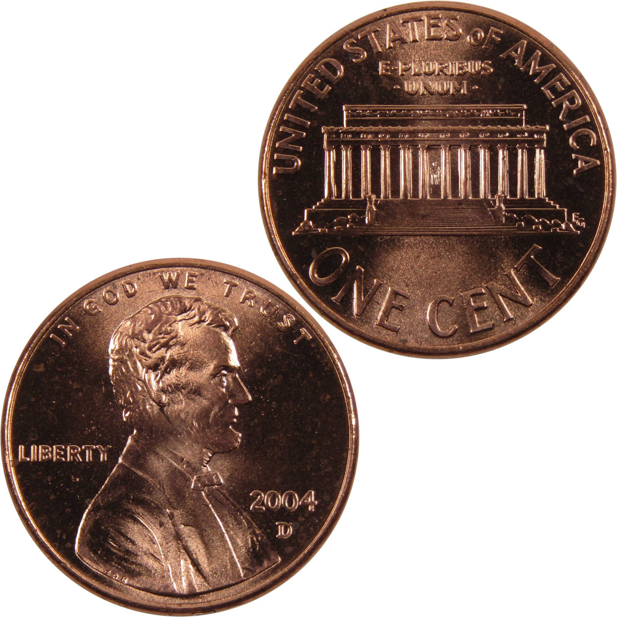 2004 D Lincoln Memorial Cent BU Uncirculated Penny 1c Coin