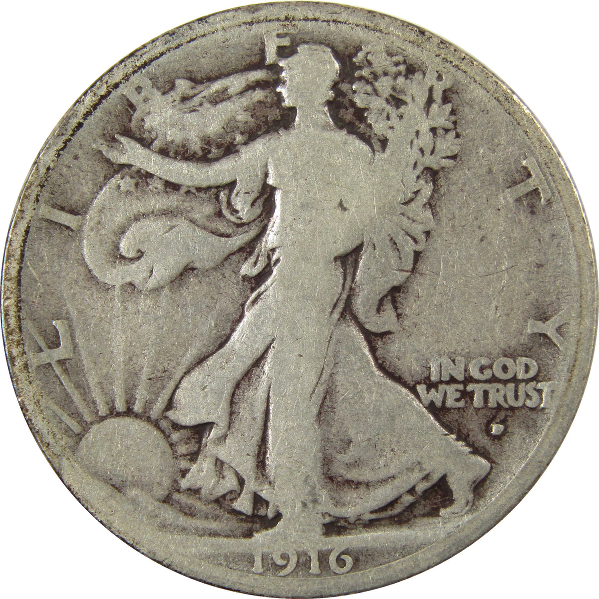 1916 D Liberty Walking Silver Half Dollar VG Very Good Coin SKU:I22772