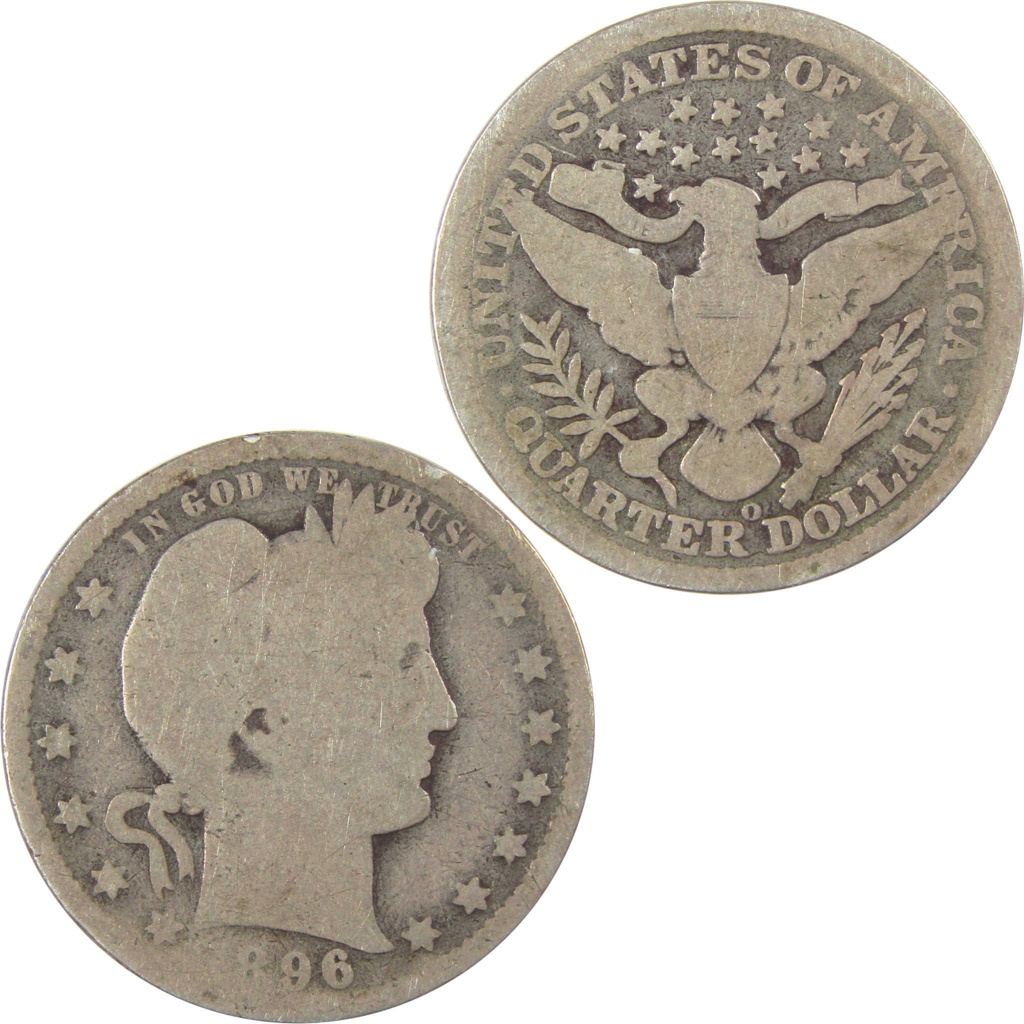 1896 O Barber Quarter AG About Good Silver 25c Coin SKU:I21875