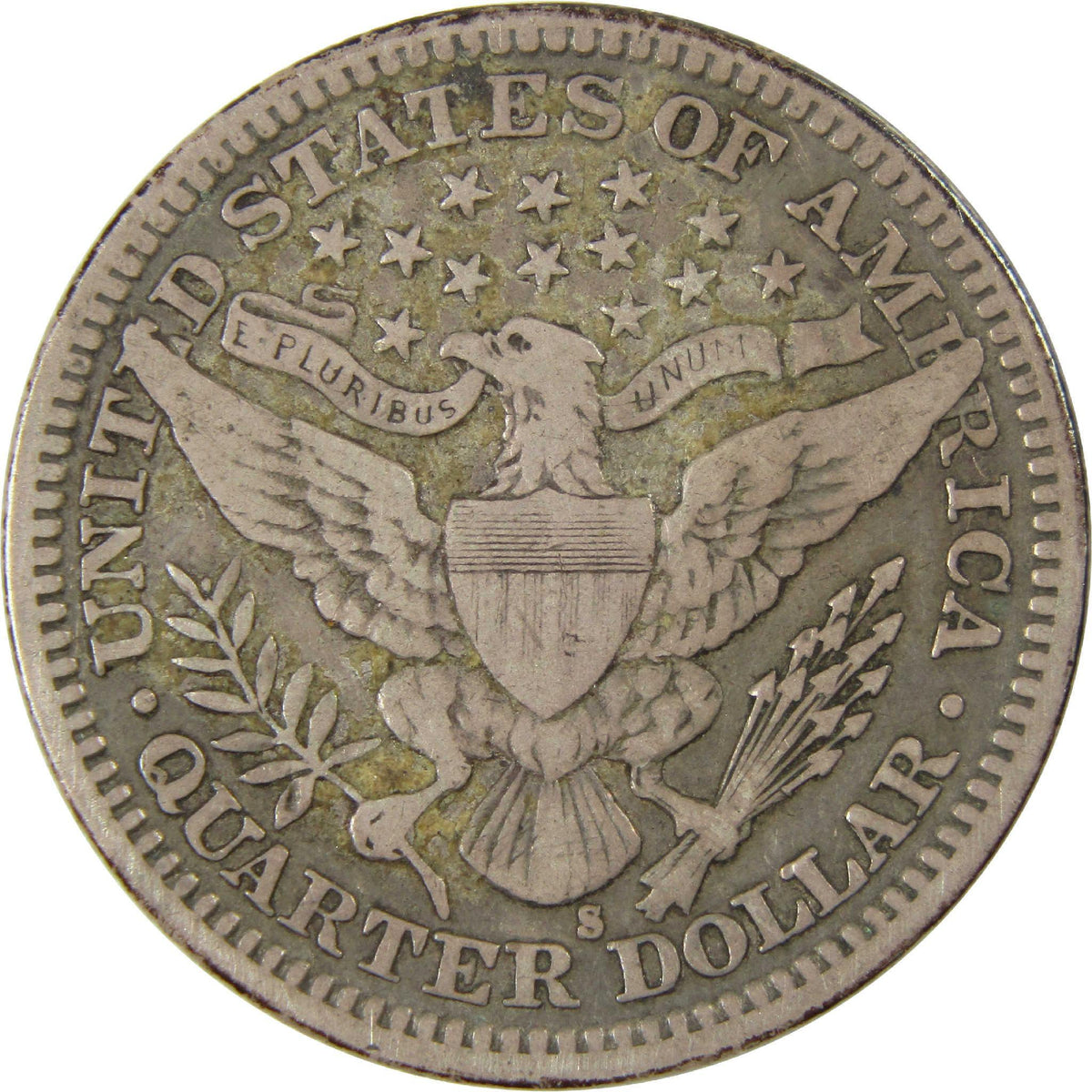 1915 S Barber Silver Quarter F Fine 25c Coin Collectible