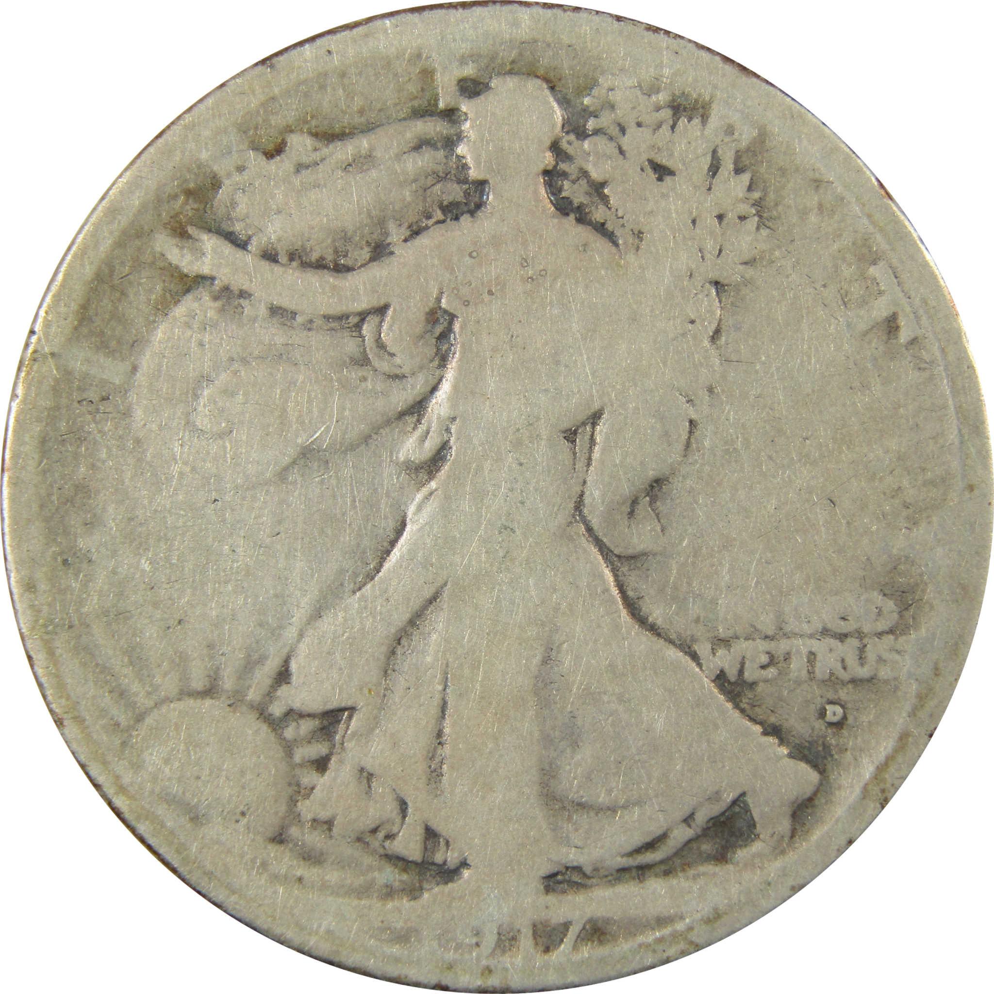 1917 D Obverse Liberty Walking Silver 50c G Good Details SKU:CP1441
