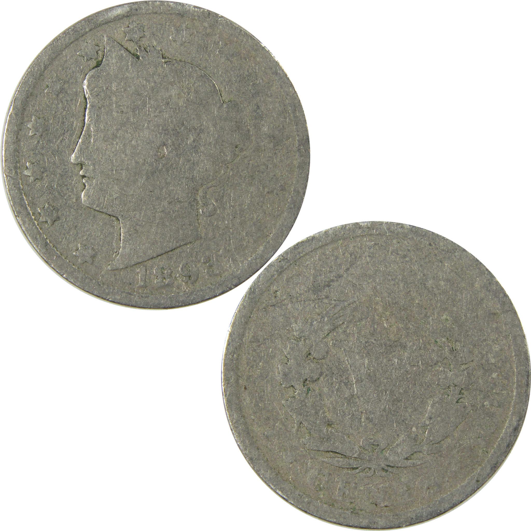 1893 Liberty Head V Nickel AG About Good 5c Coin SKU:I27217
