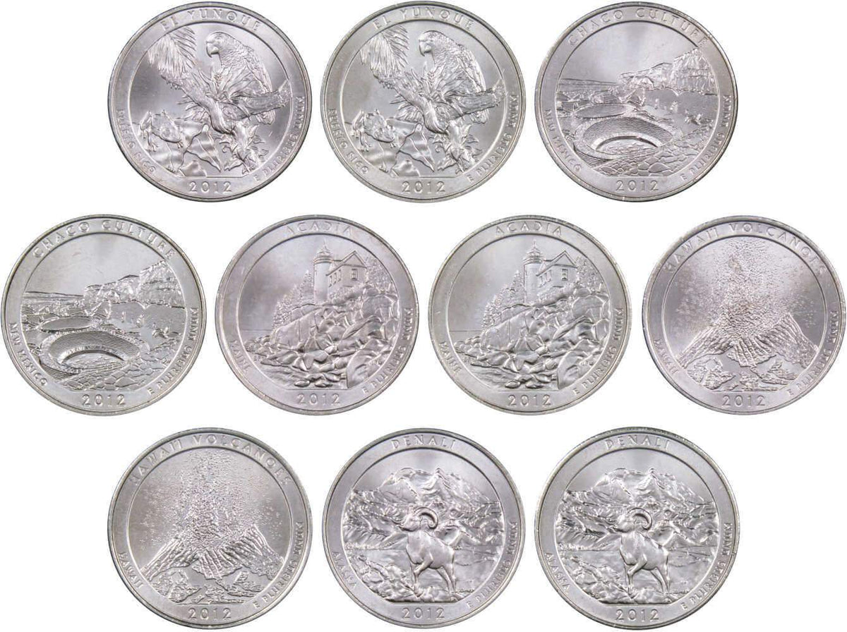 2012 P&D Quarter 10 Coin Set Clad Uncirculated Mint State
