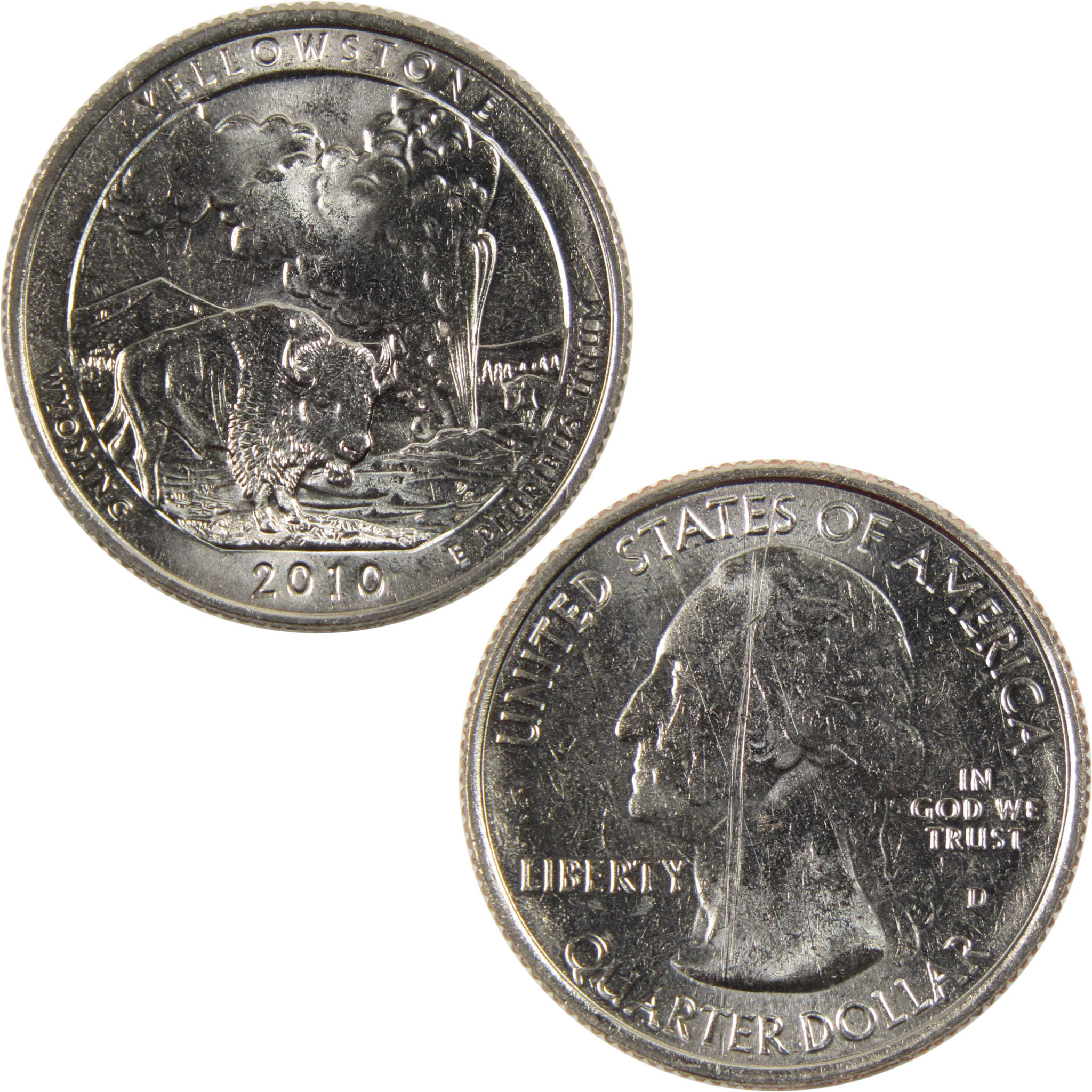 2010 D Yellowstone National Park Quarter BU Uncirculated Clad 25c Coin