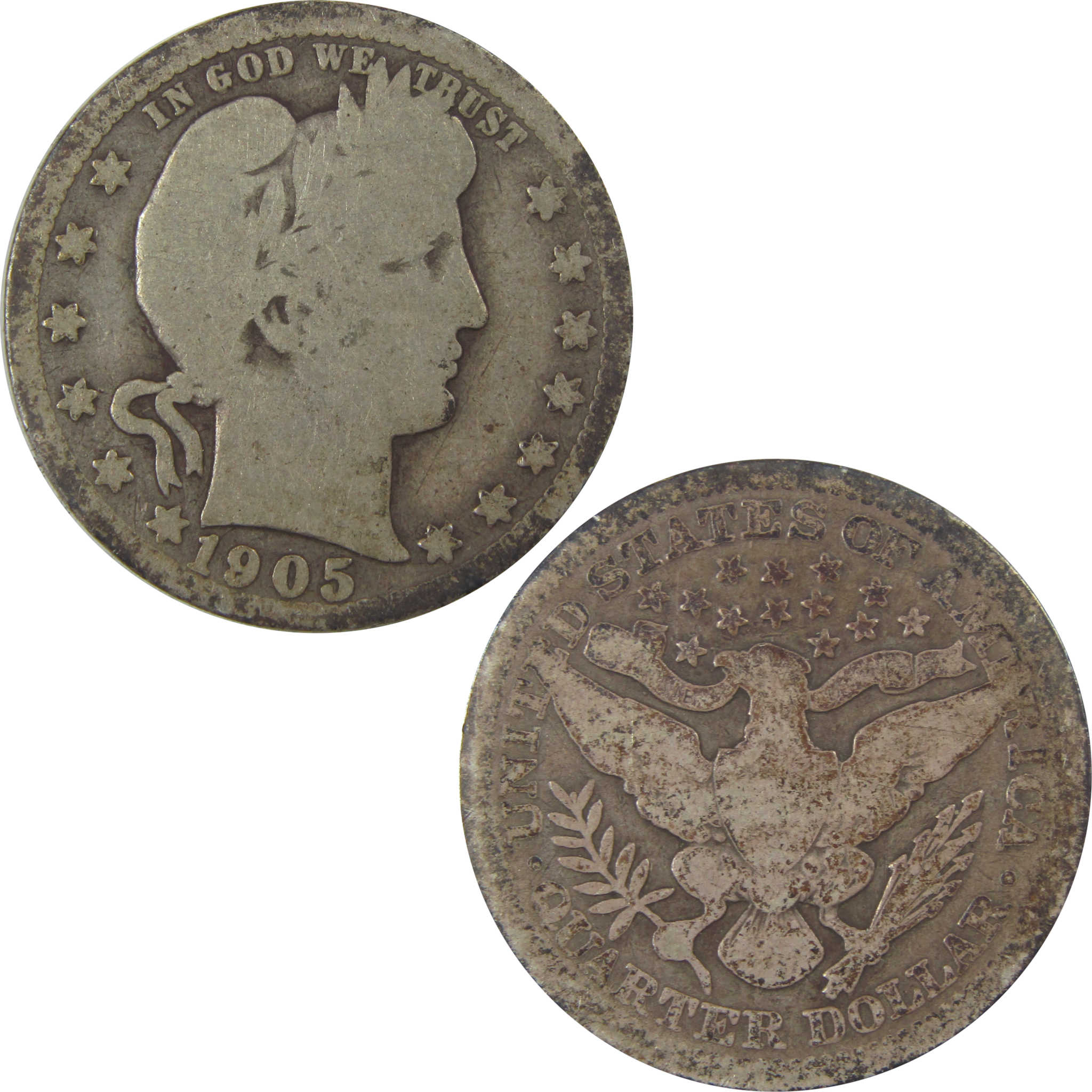 1905 Barber Quarter G Good Silver 25c Coin SKU:I21817