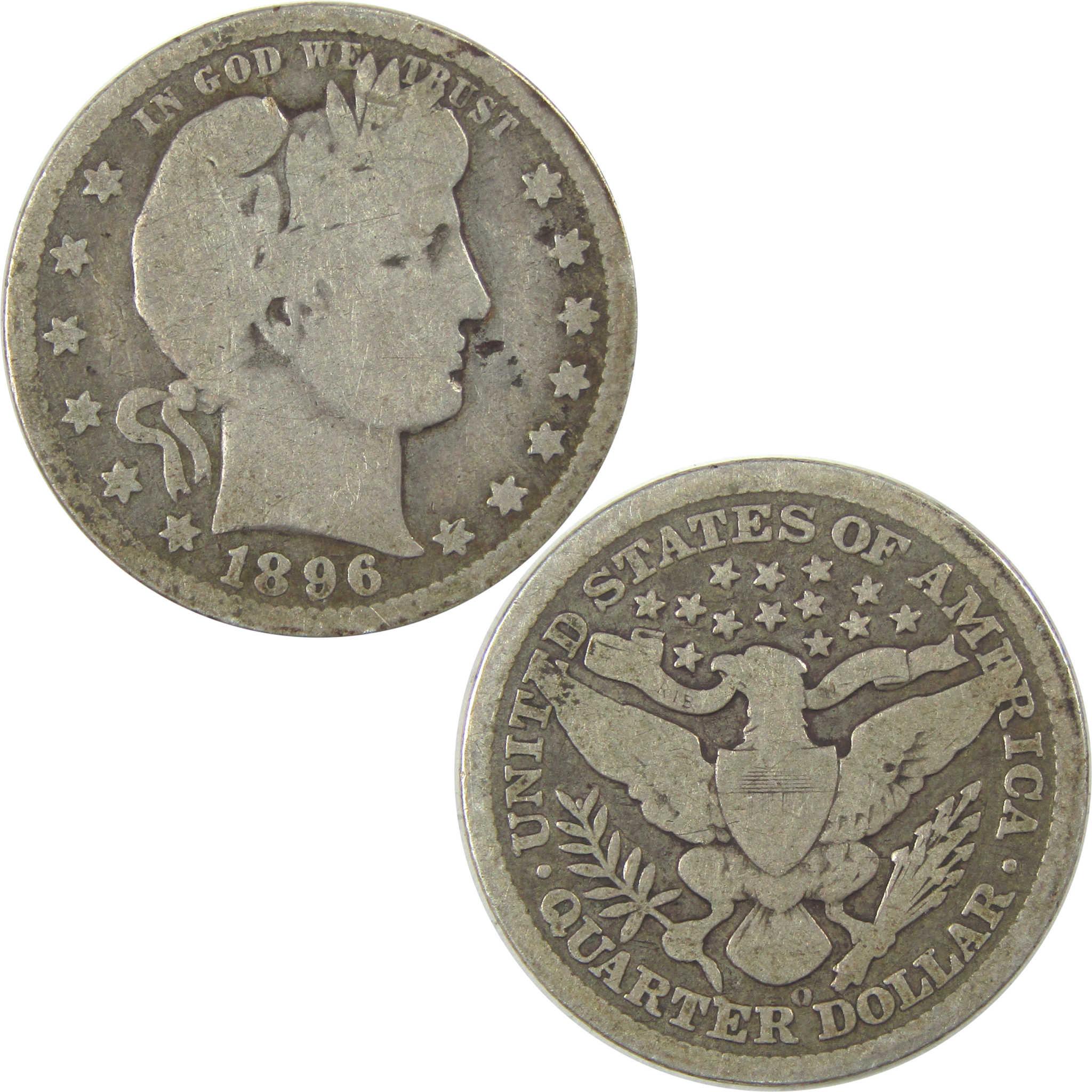 1896 O Barber Quarter G Good Silver 25c Coin SKU:I21863