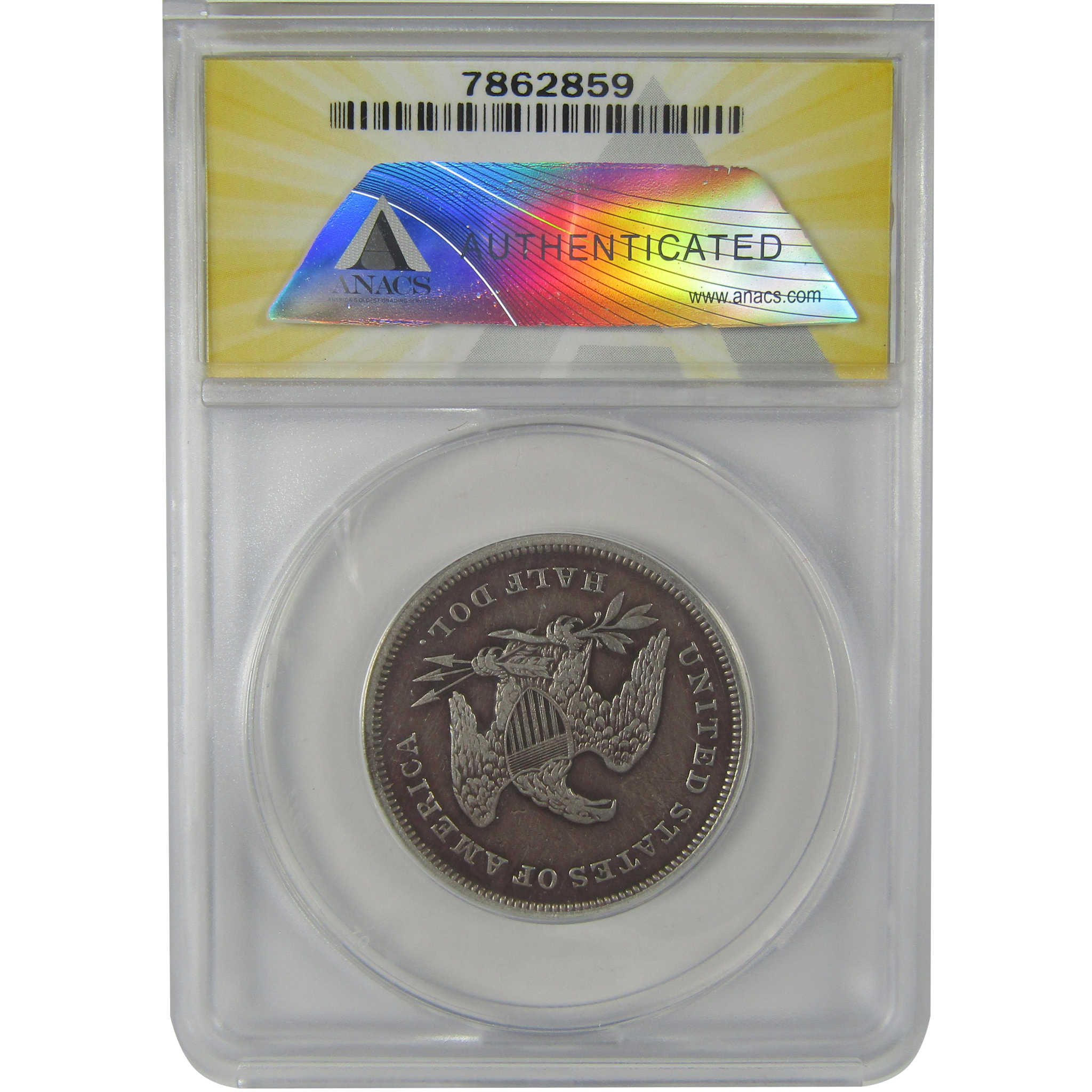 1840 Small Letters Seated Liberty 50C VF 30 Details ANACS SKU:I22970