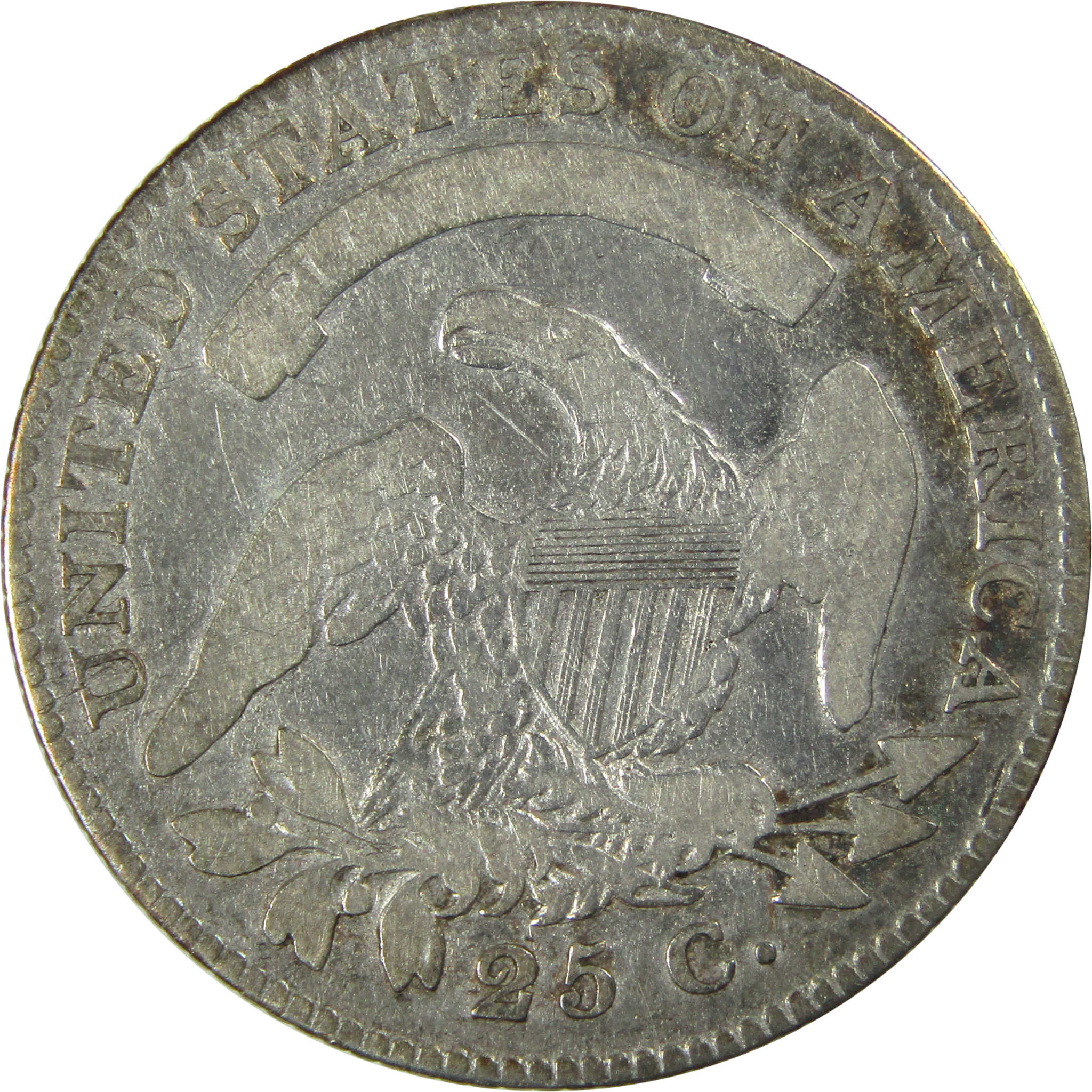 1825/4 Close Date Capped Bust Silver Quarter VG Very Good SKU:CP738