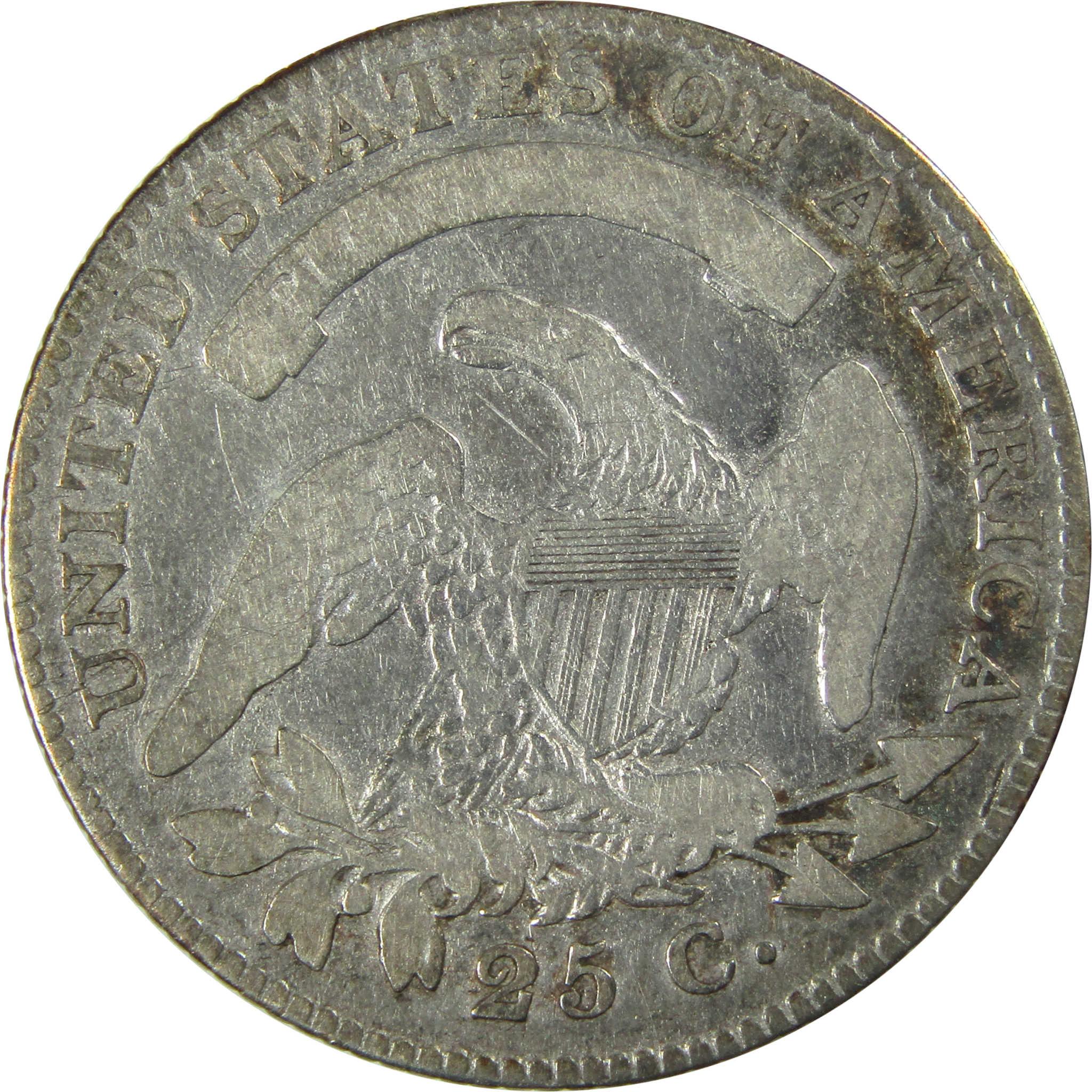 1825/4 Close Date Capped Bust Silver Quarter VG Very Good SKU:CP738