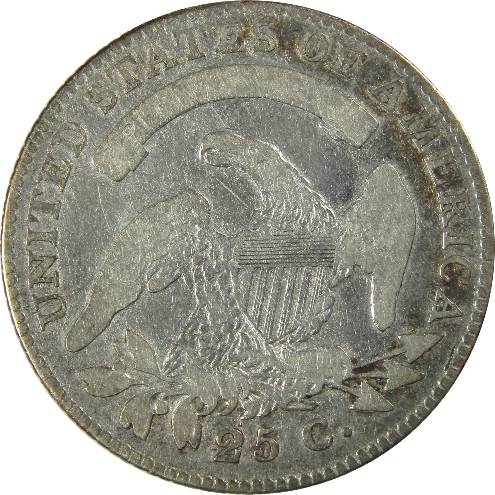 1825/4 Close Date Capped Bust Silver Quarter VG Very Good SKU:CP738