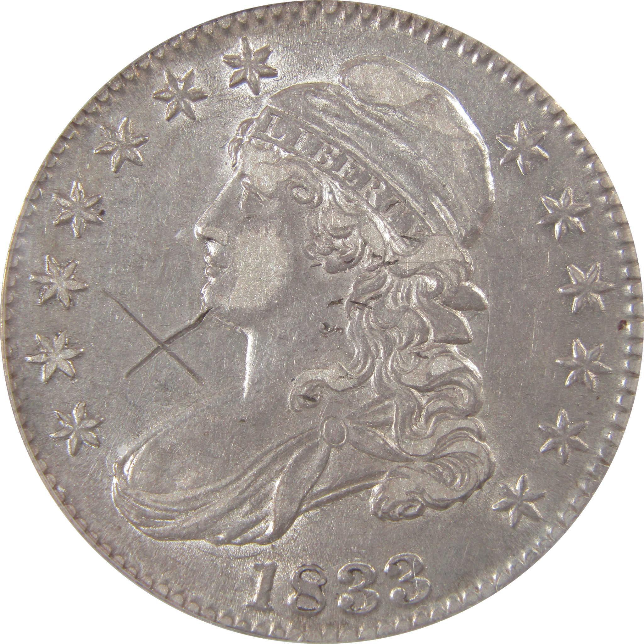 1833 Capped Bust Silver Half Dollar EF 45 Details ANACS SKU:I25512