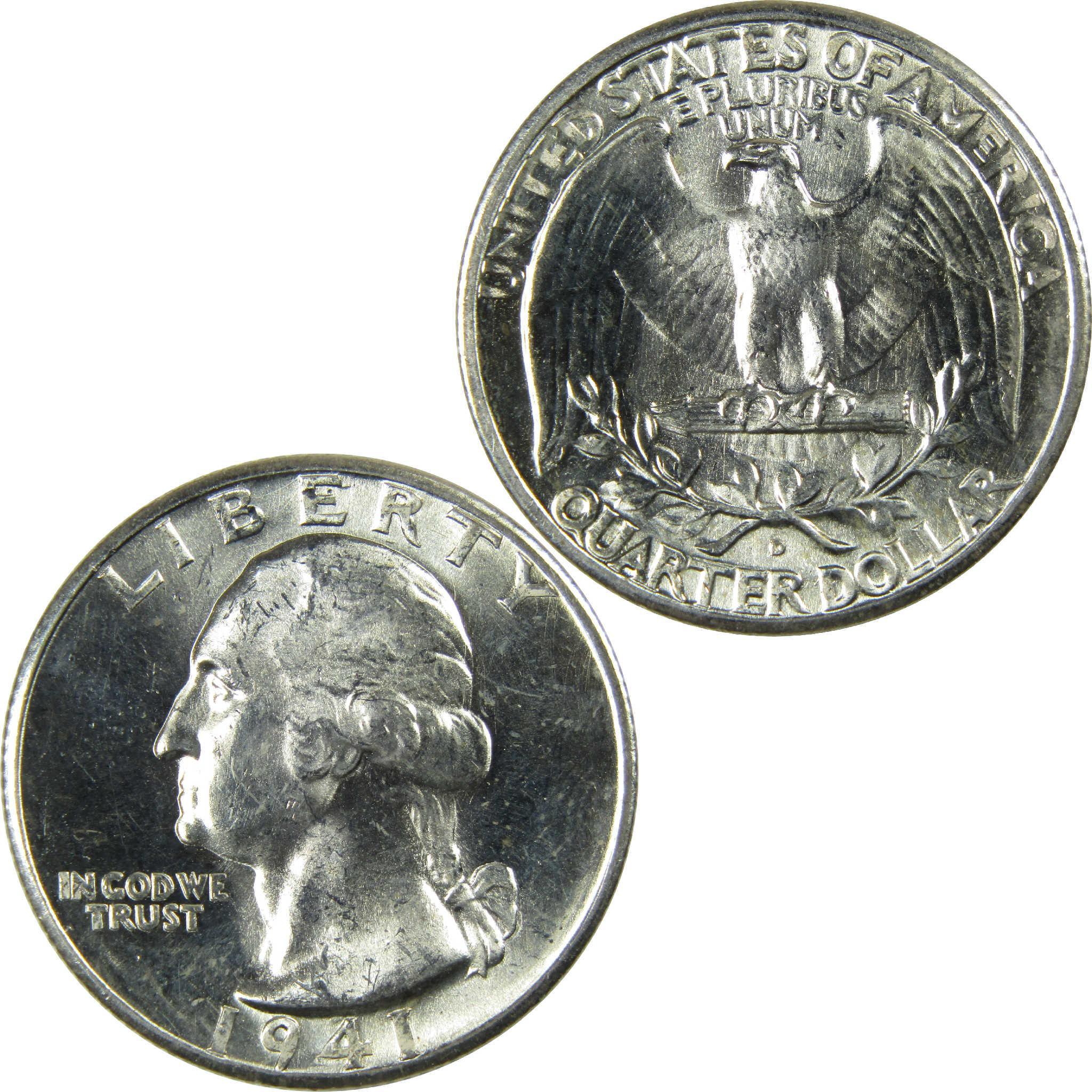 1941 D Washington Silver Quarter BU Choice Uncirculated Mint State