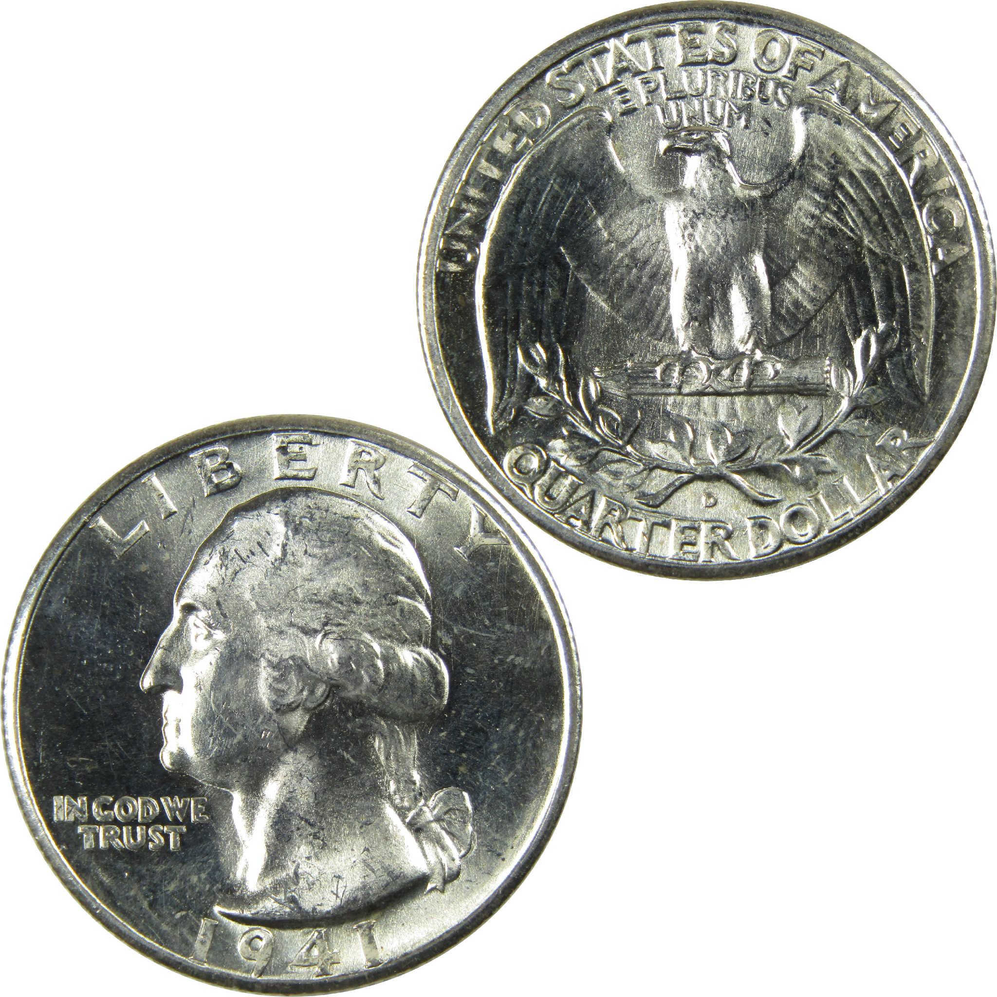 1941 D Washington Silver Quarter BU Choice Uncirculated Mint State