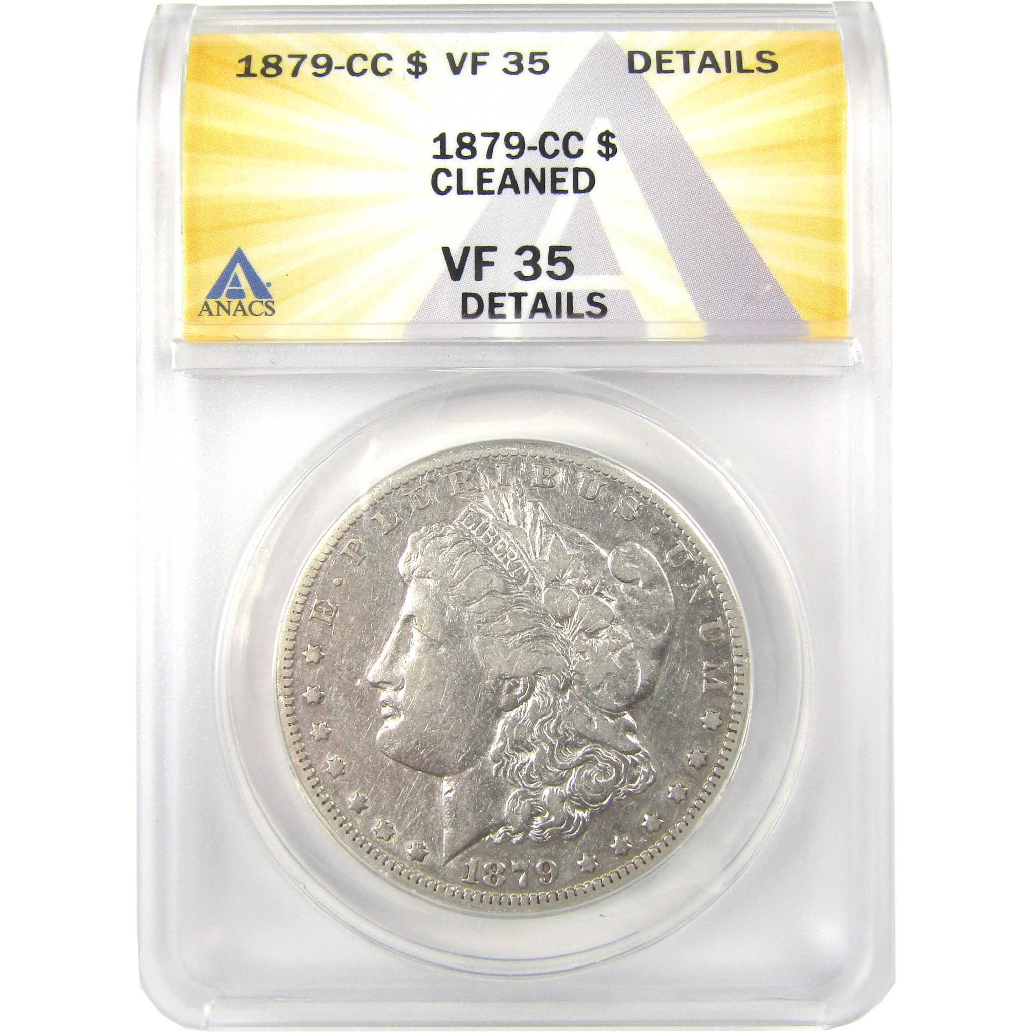 1879 CC Morgan Dollar VF 35 Details ANACS Silver $1 Coin SKU:I21892 - Morgan coin - Morgan silver dollar - Morgan silver dollar for sale - Profile Coins & Collectibles