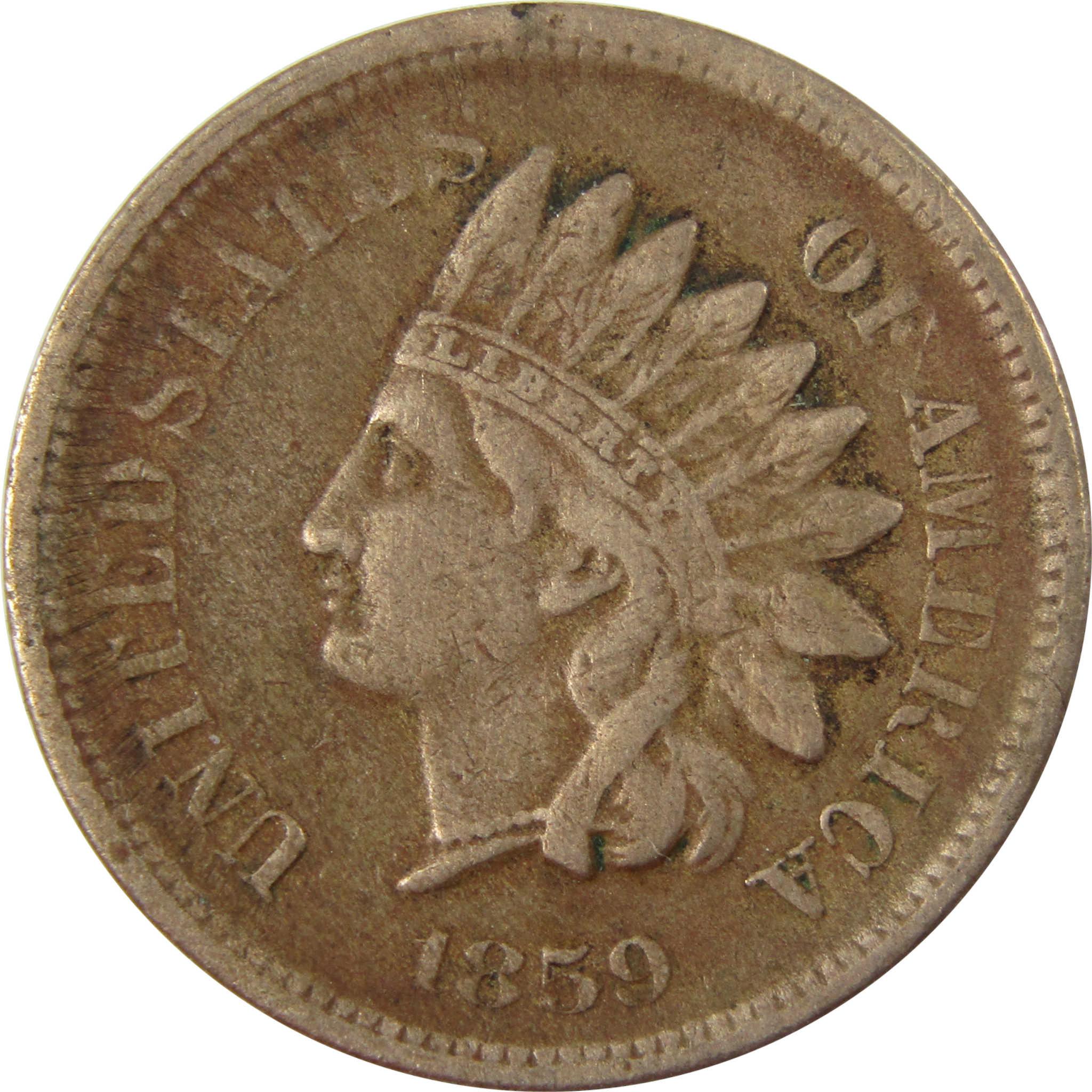 1859 Indian Head Cent VF Very Fine Details Penny 1c Coin SKU:CP1244
