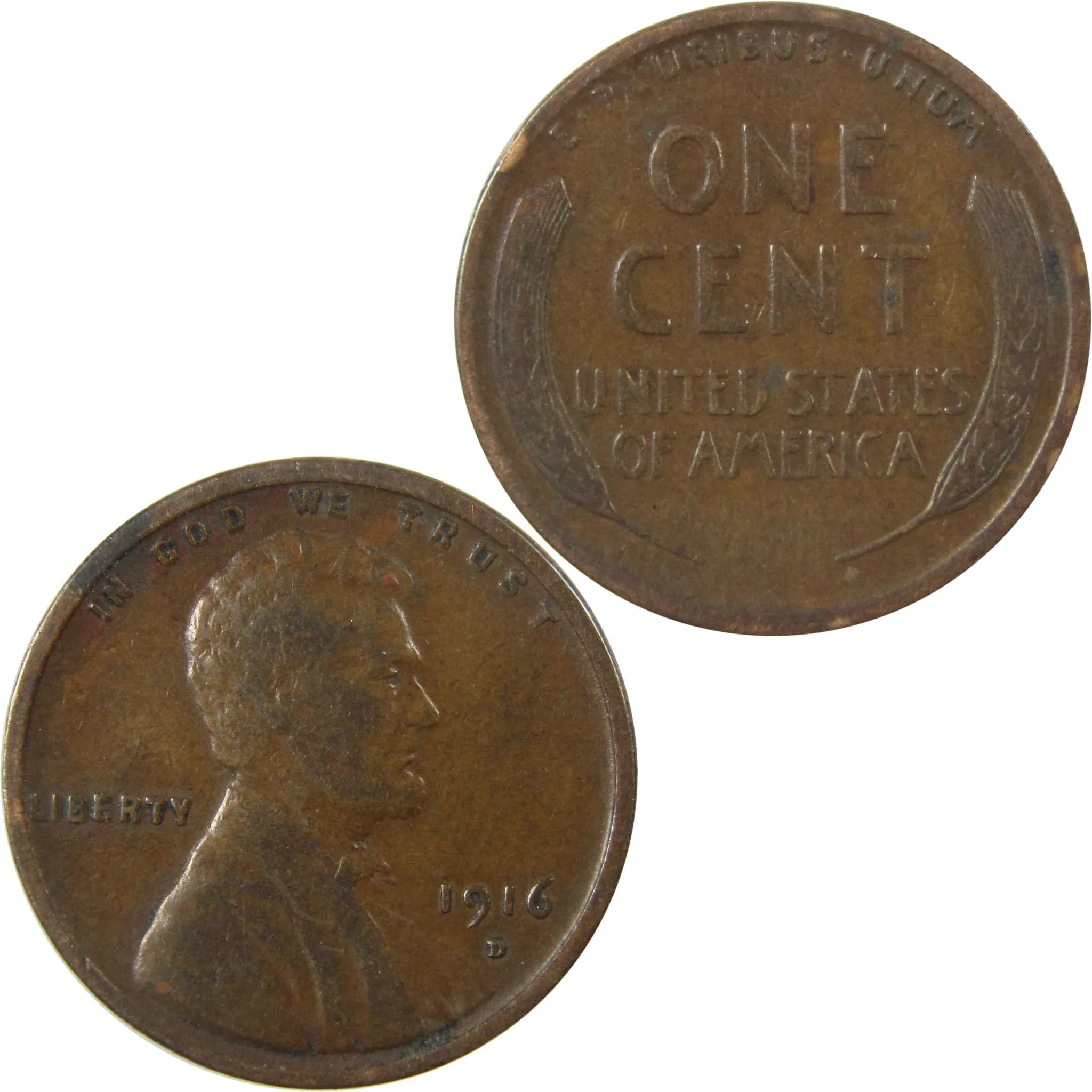 1916 D Lincoln Wheat Cent F Fine Penny 1c Coin Collectible SKU:I26831