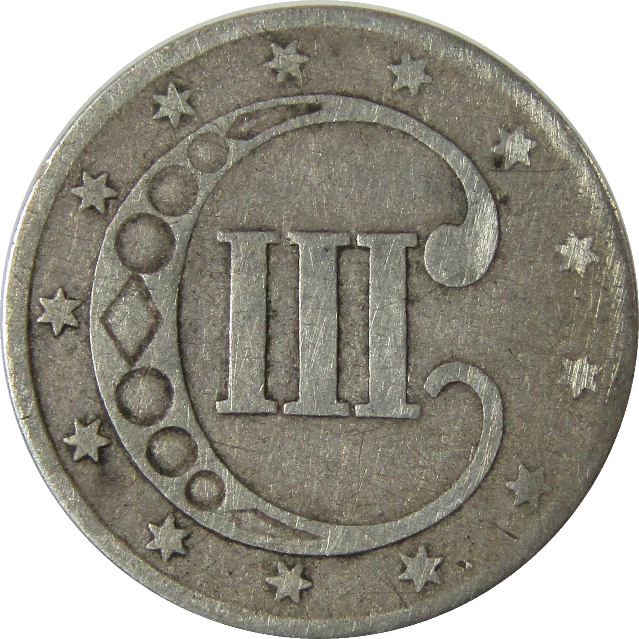 1852年 アメリカ 3セント銀貨 1852 Silver Three Cent Piece F Fine Details Trime 3c Coin SKU:I28240