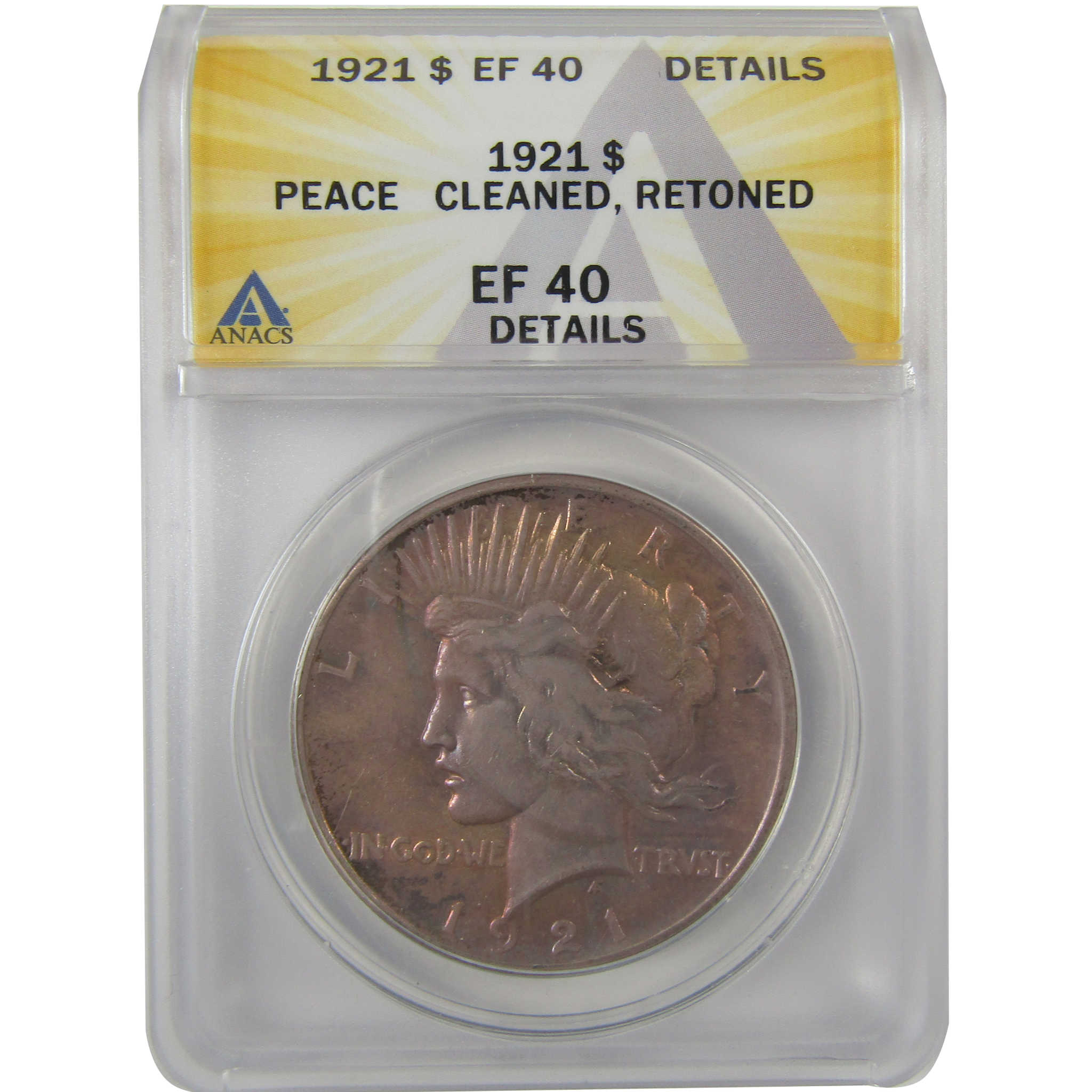 1921 High Relief Peace Dollar EF 40 Details ANACS Silver SKU:I21396