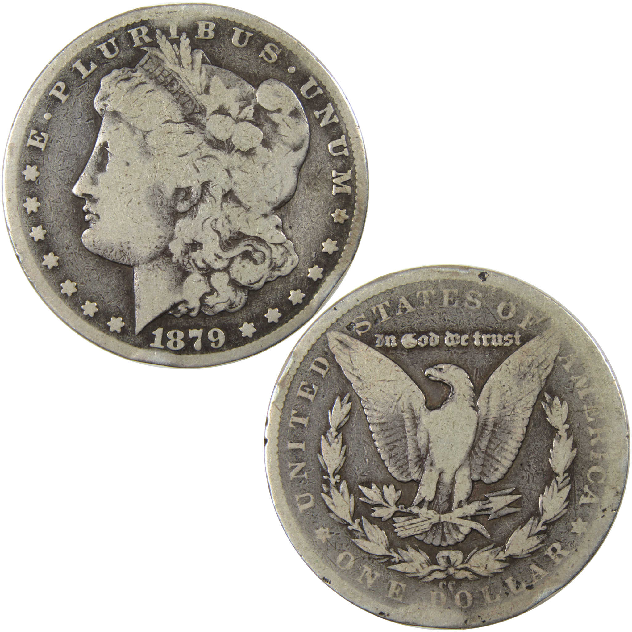 1879 CC Morgan Dollar VG Very Good Details Silver $1 Coin SKU:I23906 - Morgan coin - Morgan silver dollar - Morgan silver dollar for sale - Profile Coins & Collectibles