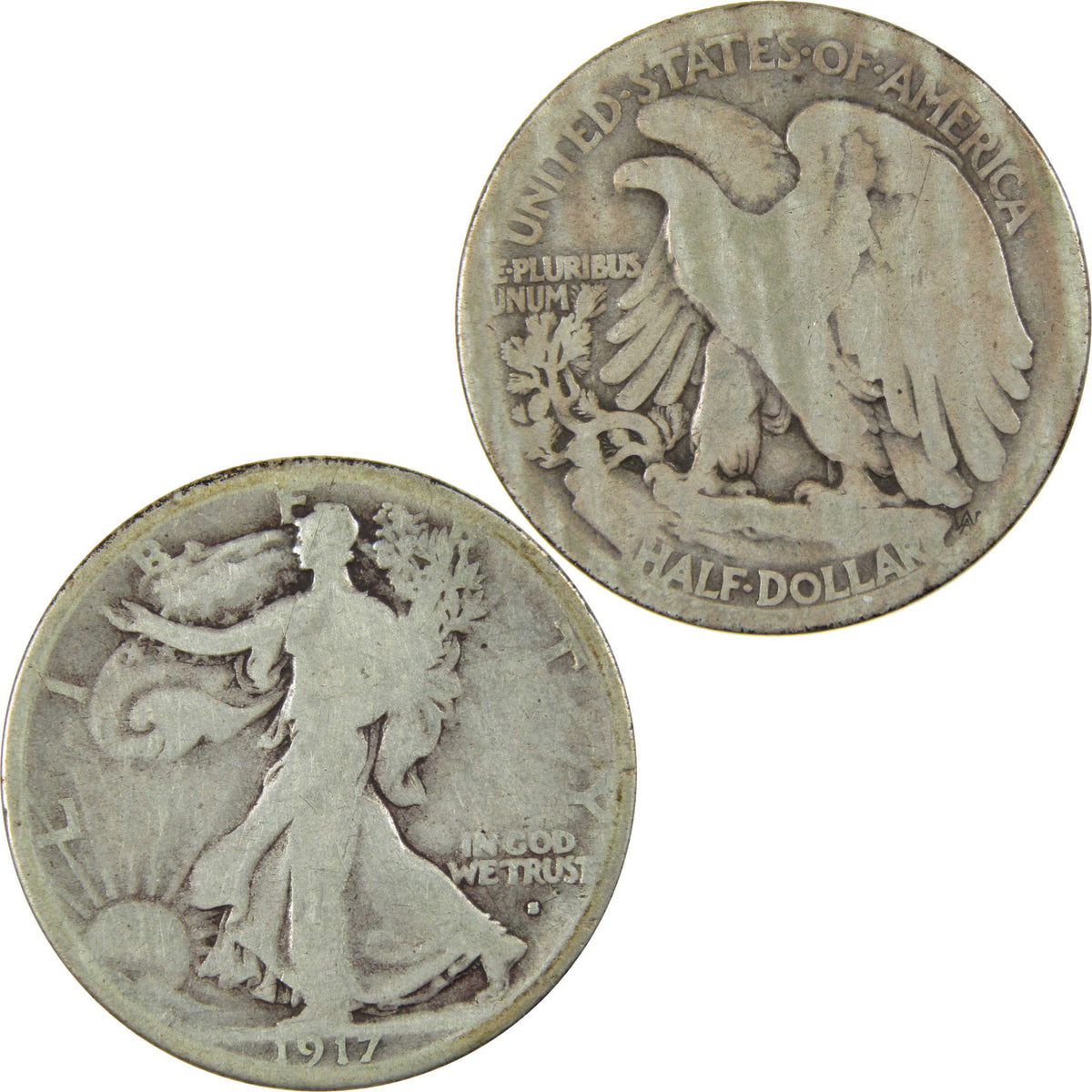 1917 S Obverse Liberty Walking Silver Half Dollar G Good SKU:I28622