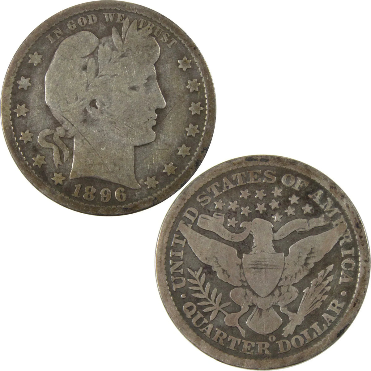 1896 O Barber Silver Quarter VG Very Good Details 25c Coin SKU:I26002