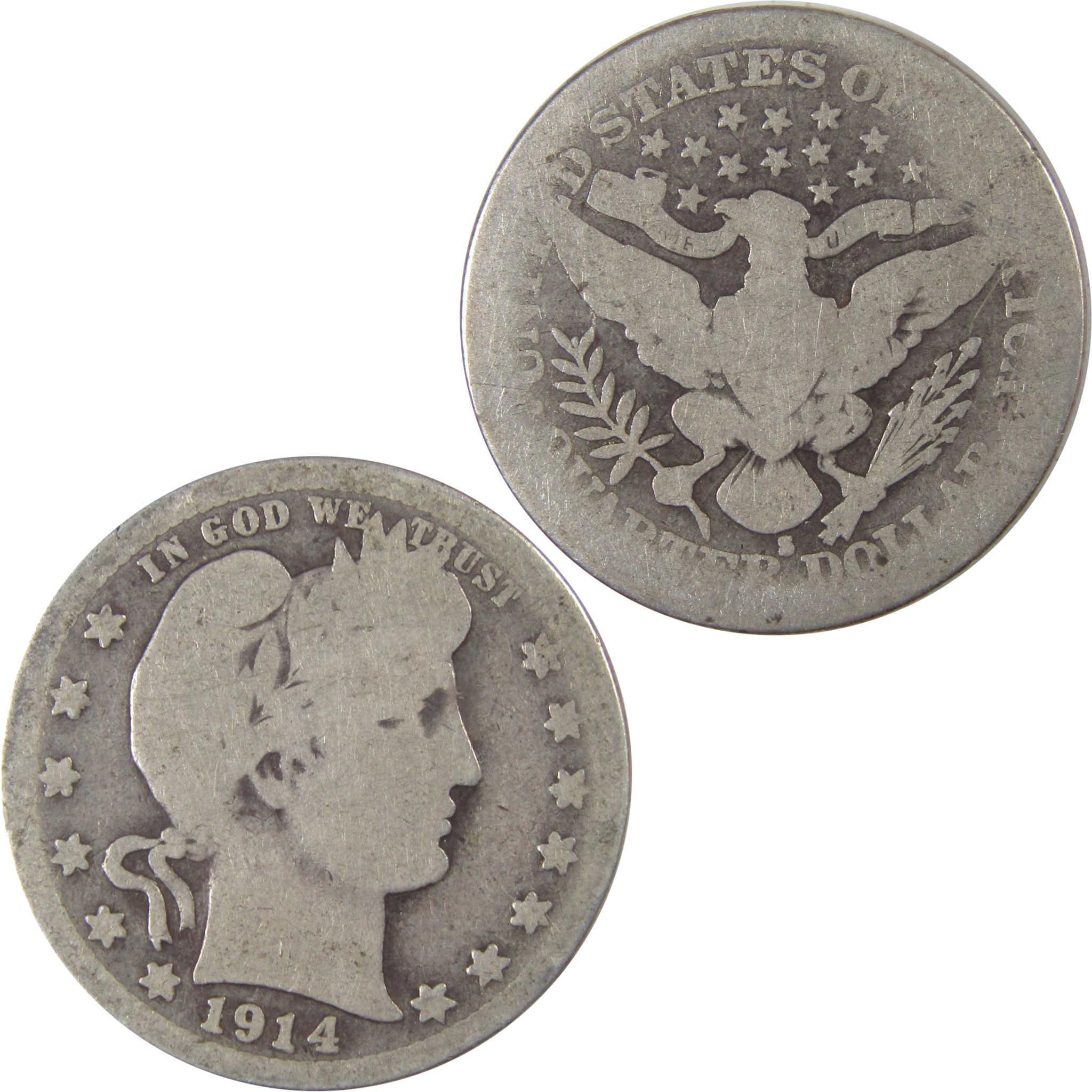 1914 S Barber Quarter AG About Good Silver 25c Coin SKU:I18079