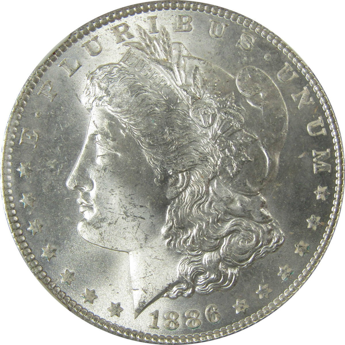 1886 Morgan Silver $1 MS 64 NGC $1 Coin Crescent Toned Rev SKU:CP434
