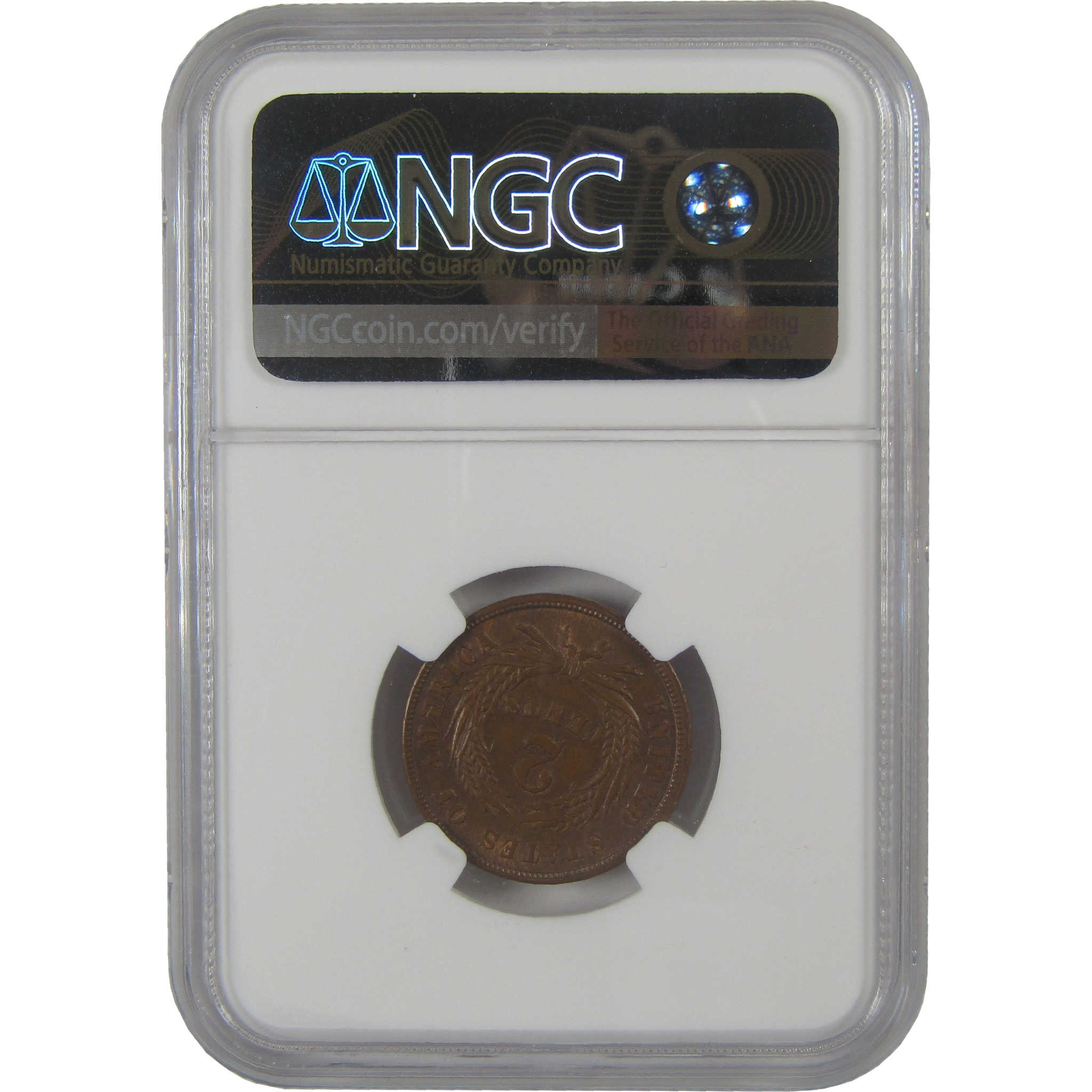 1865 Two Cent Piece MS 64 BN NGC Uncirculated 2c Coin Collectible