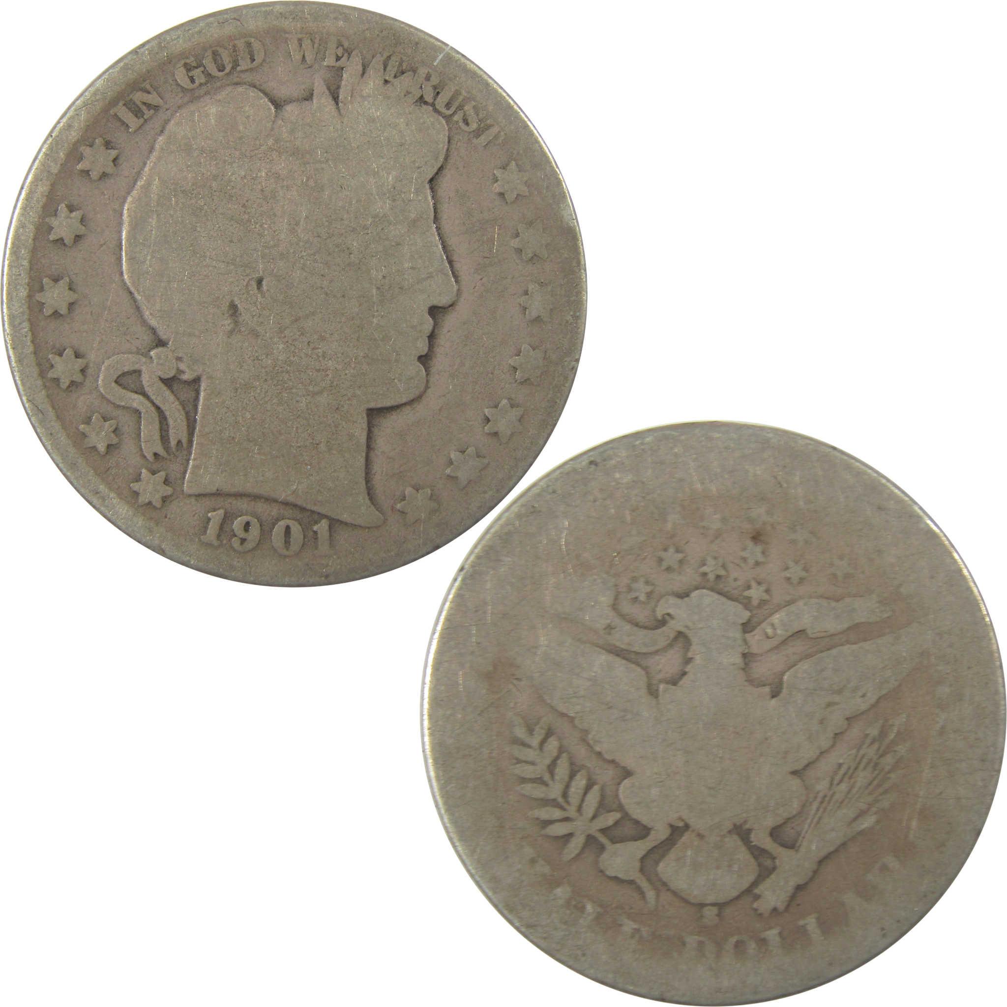 1901 S Barber Silver Half Dollar AG About Good 50c Coin SKU:I23386