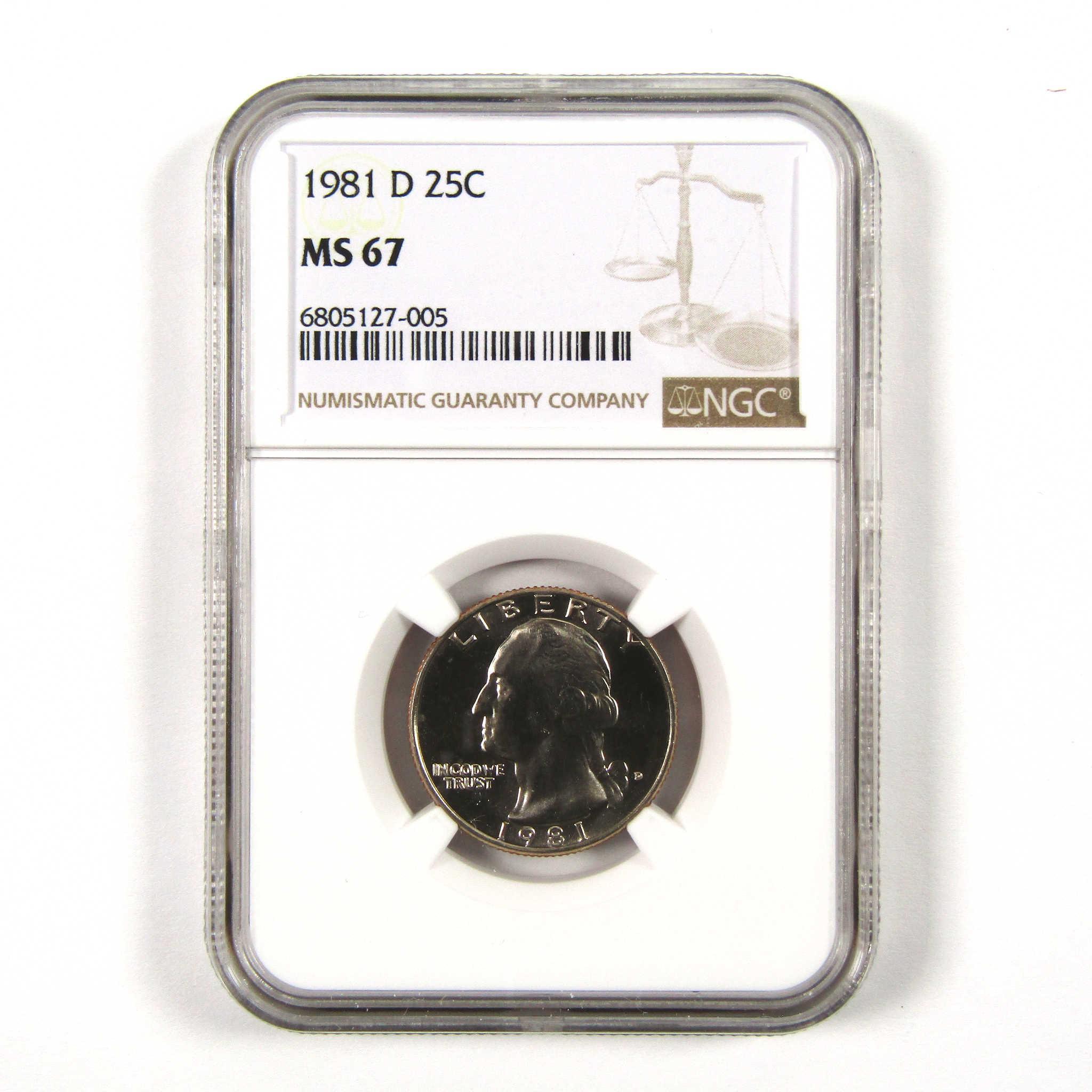 1981 D Washington Quarter MS 67 NGC Clad 25c Uncirculated SKU:I9547