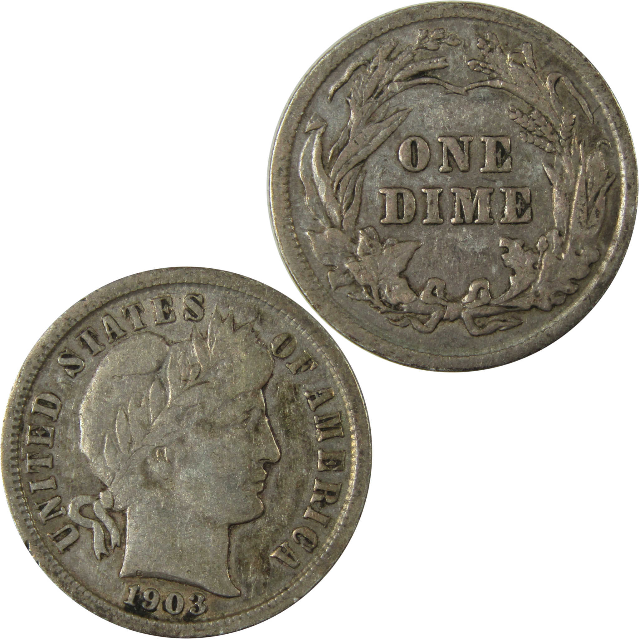 1903 Barber Silver Dime F Fine 10c Coin Collectible SKU:CP978