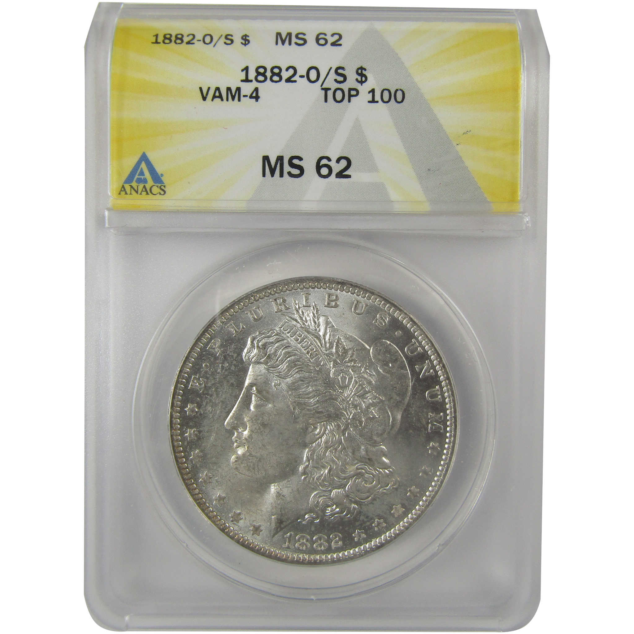 1882 O/S VAM-4 Recessed Top 100 Morgan Dollar MS 62 ANACS SKU:I21954 - Morgan coin - Morgan silver dollar - Morgan silver dollar for sale - Profile Coins & Collectibles