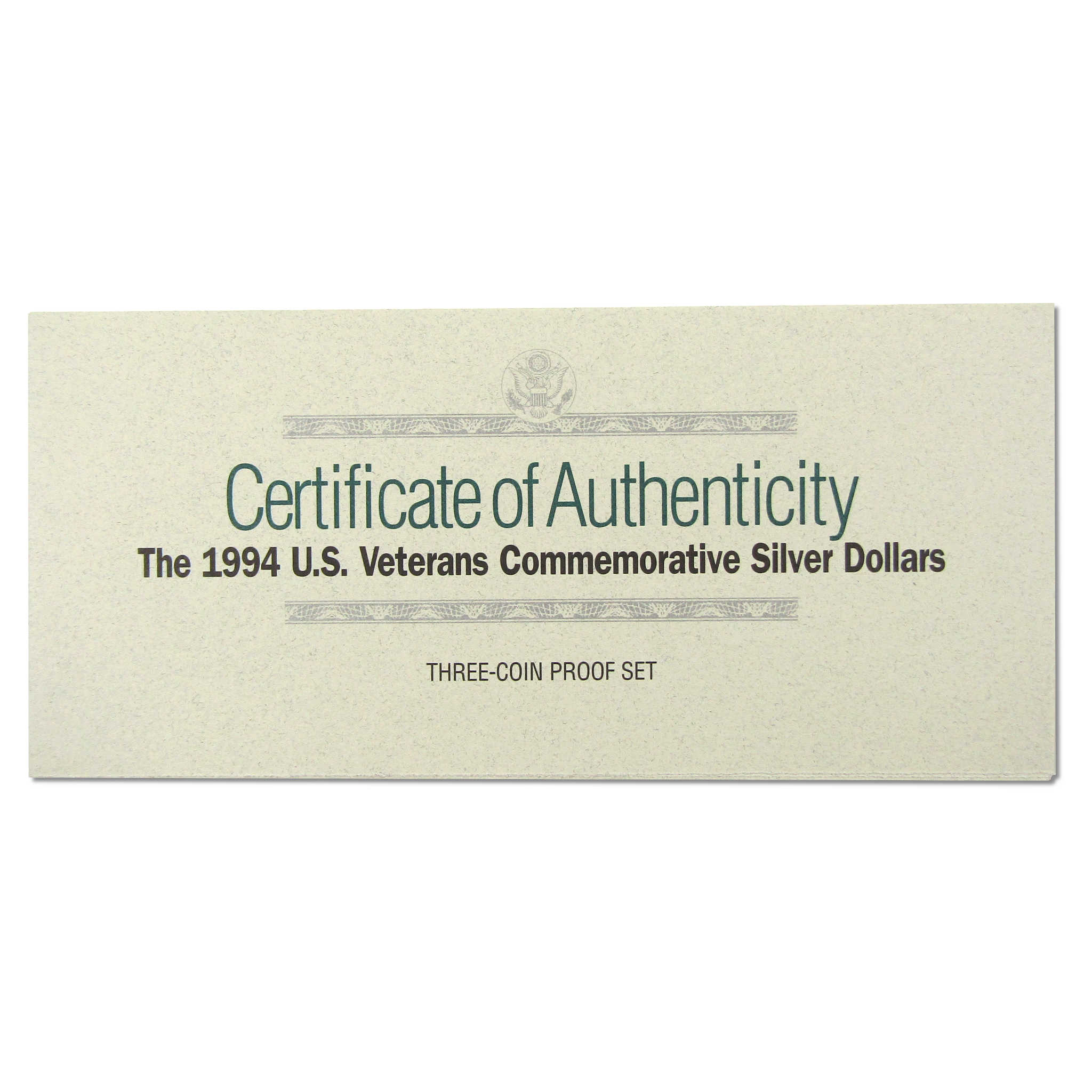 U.S Veterans Commemorative Silver Dollars 3 Coin Set Proof OGP COA