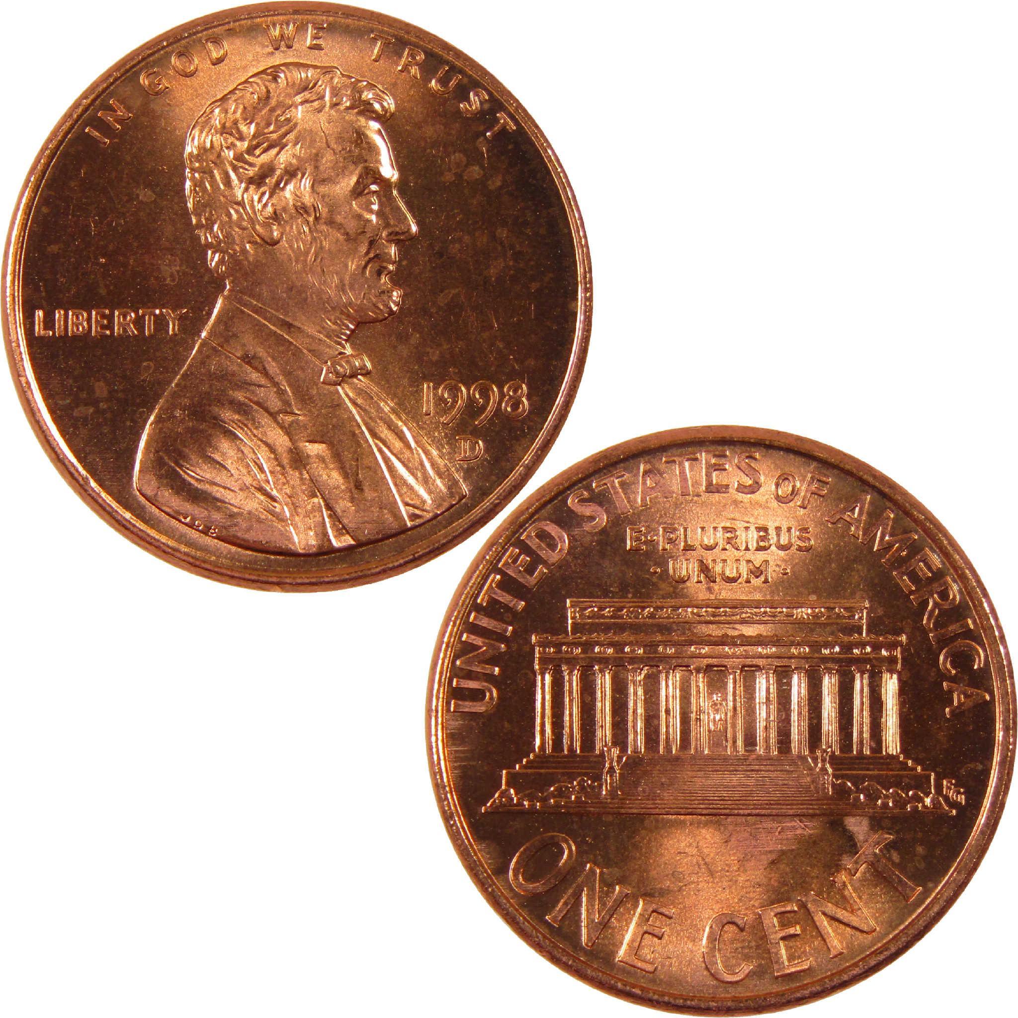 1998 Lincoln penny collectible coin showing obverse and reverse sides