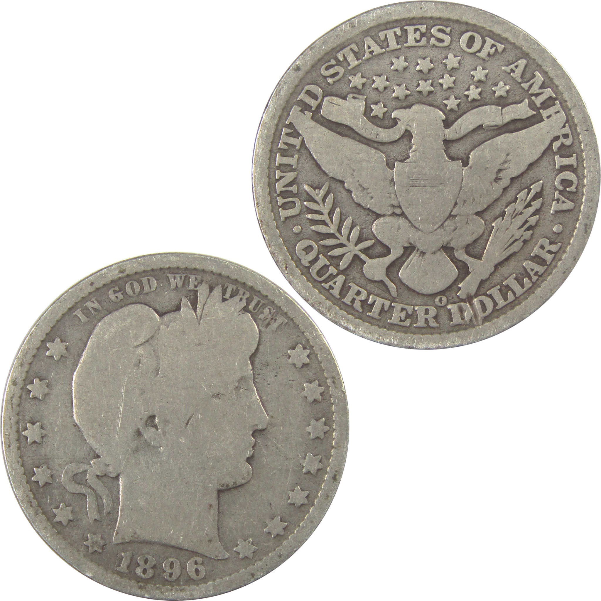 1896 O Barber Quarter G Good Silver 25c Coin SKU:I21865