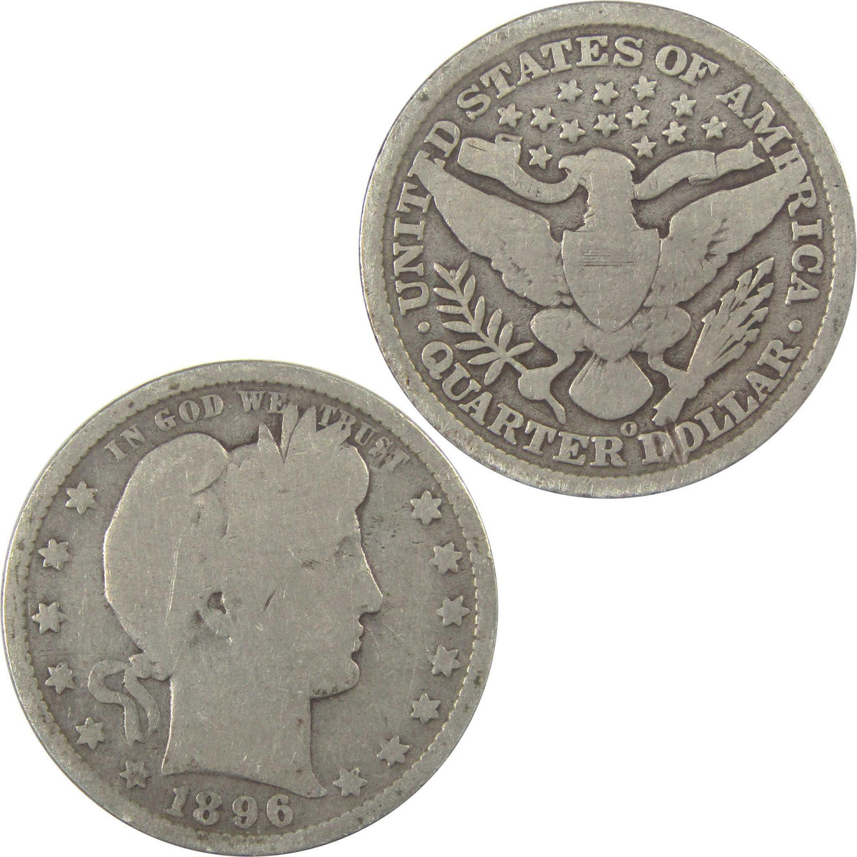 1896 O Barber Quarter G Good Silver 25c Coin SKU:I21865