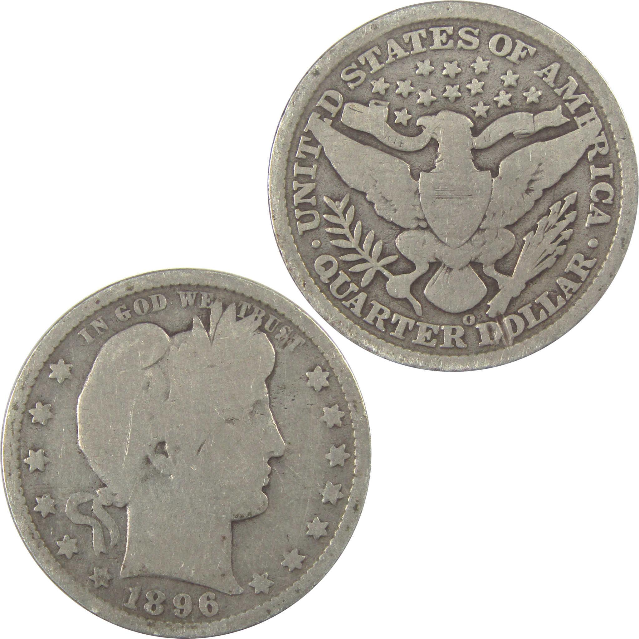 1896 O Barber Quarter G Good Silver 25c Coin SKU:I21865