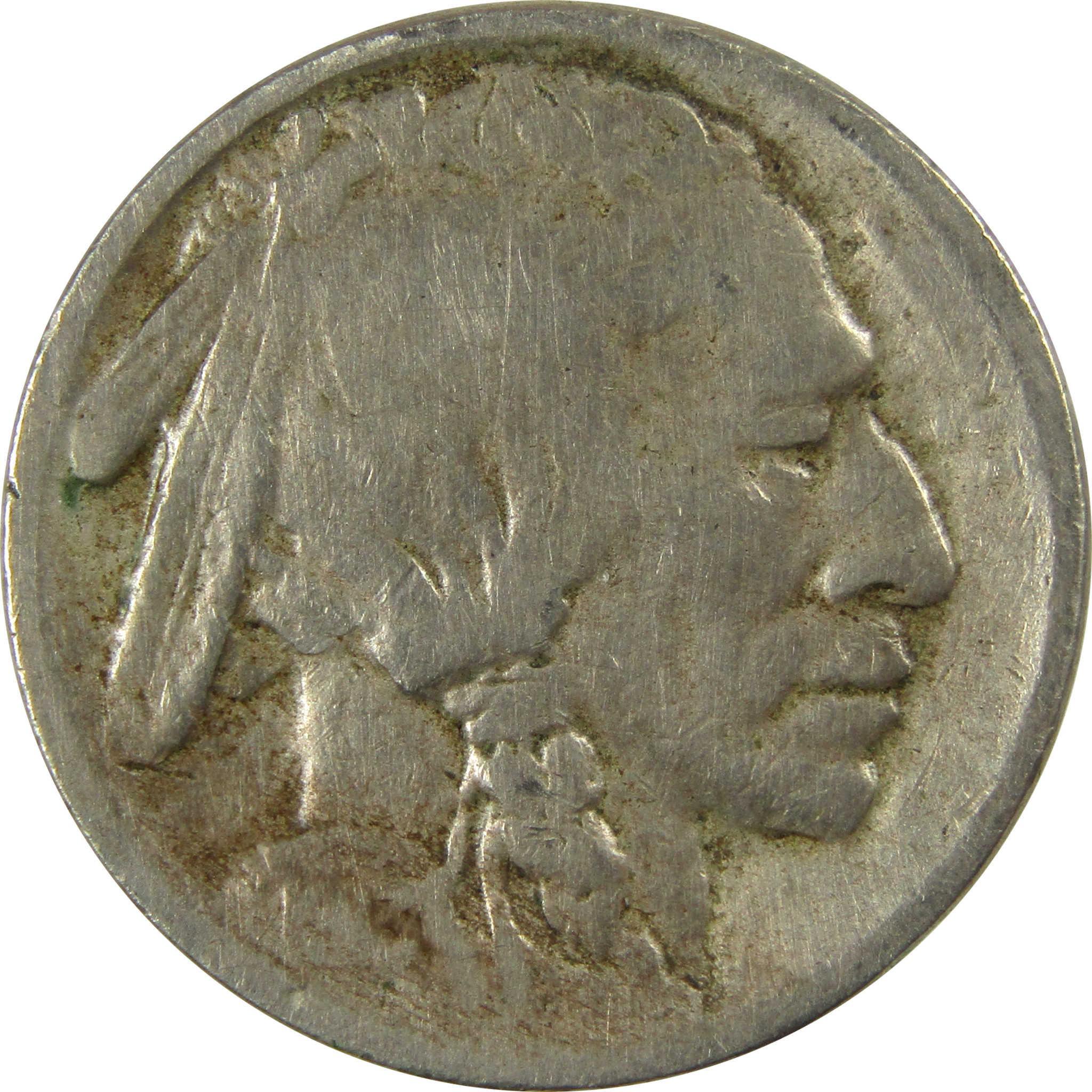 1913 S Type 2 Indian Head Buffalo Nickel F Fine 5c Coin SKU:CP734