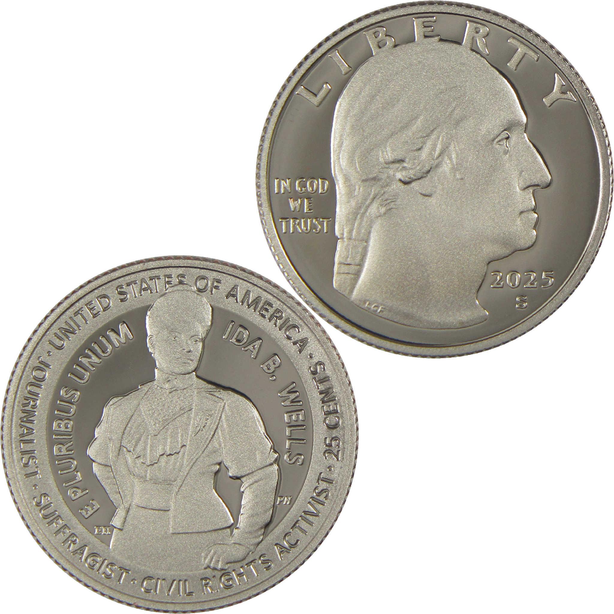 2025 S Ida B. Wells American Women Quarter Choice Proof Clad 25c Coin