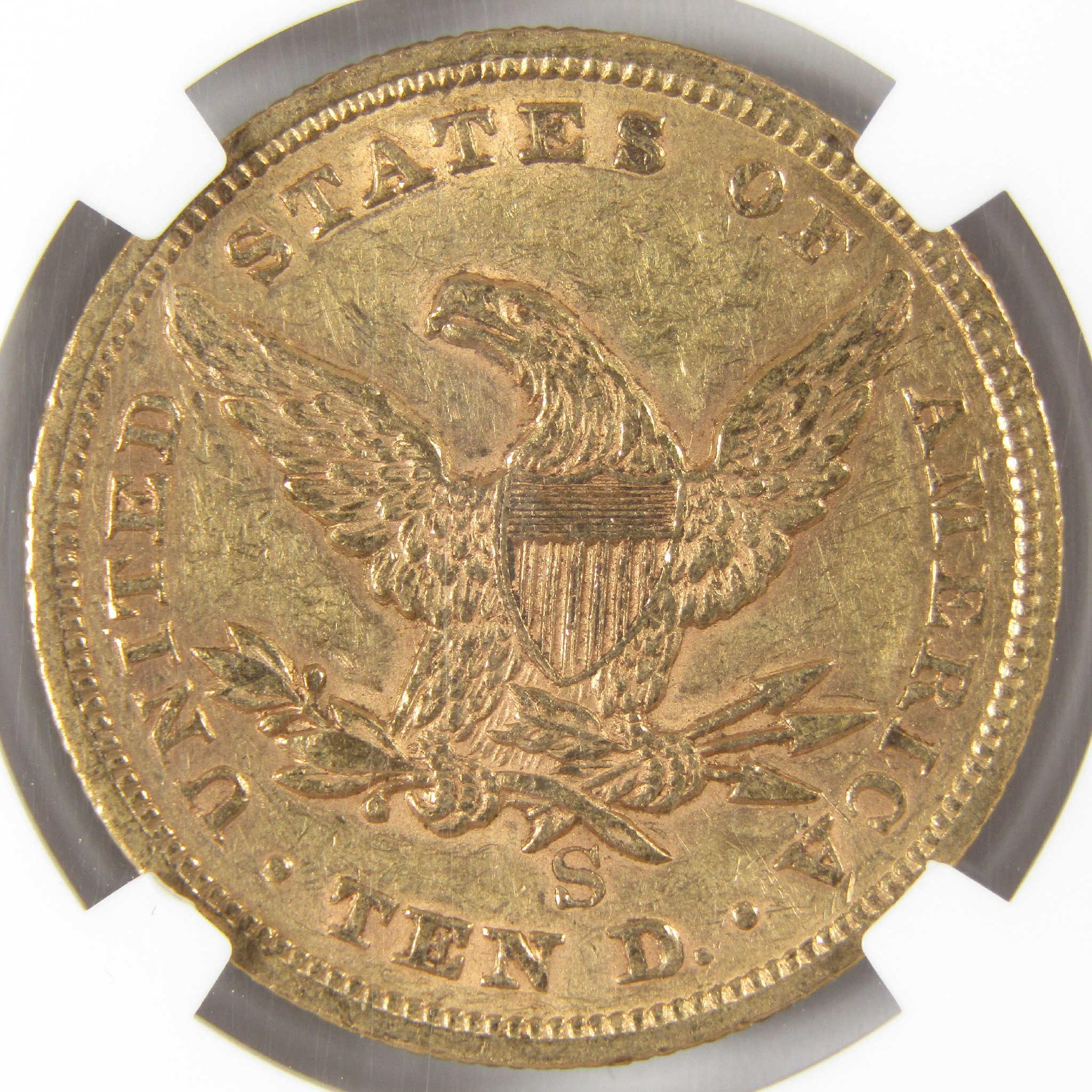 1854 S Liberty Head Gold $10 Eagle AU 55 NGC Coin Collectible