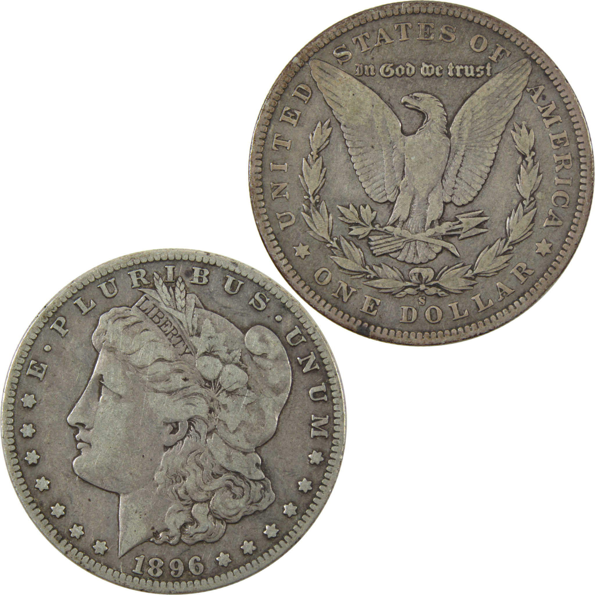 1896 S Morgan Dollar F Fine Silver $1 Coin SKU:I14127 - Morgan coin - Morgan silver dollar - Morgan silver dollar for sale - Profile Coins & Collectibles