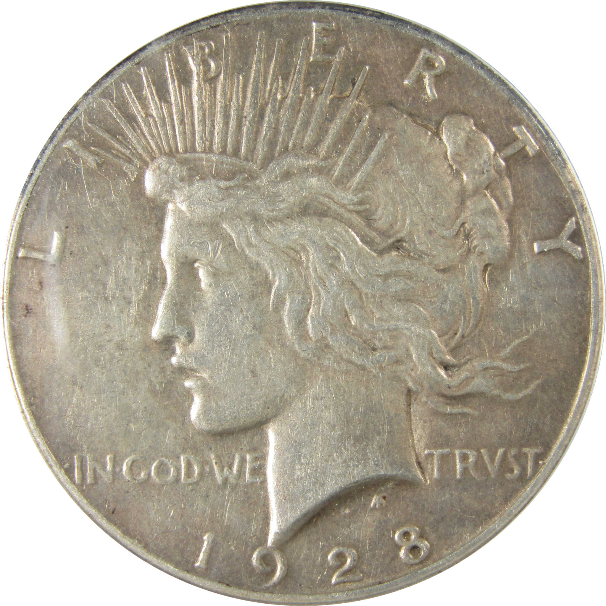 1928 Peace Silver Dollar AU 50 Details ANACS $1 Coin SKU:CP822