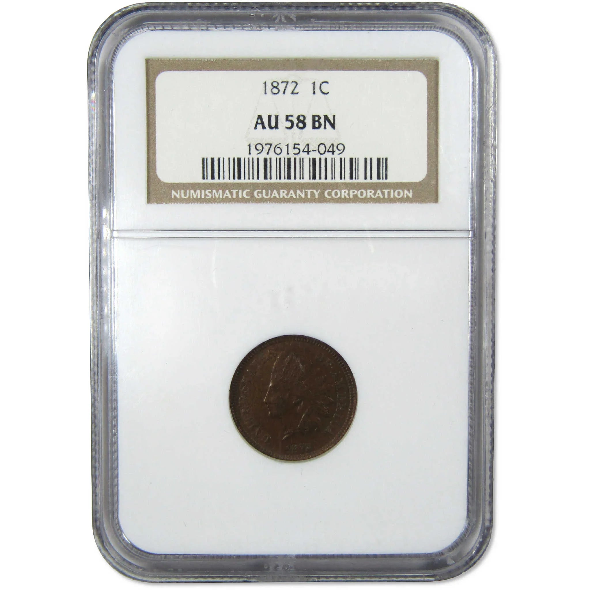 1872 Indian Head Cent AU 58 BN NGC Penny 1c Coin Collectible